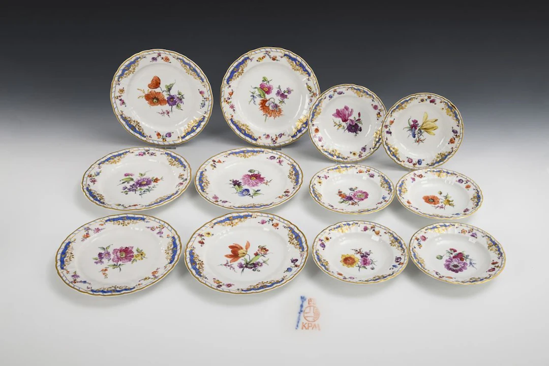 6+6 plates "Breslau City Palace". KPM Berlin.
