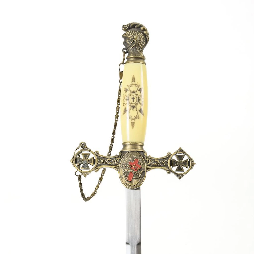 Masonic sword with a red cross.