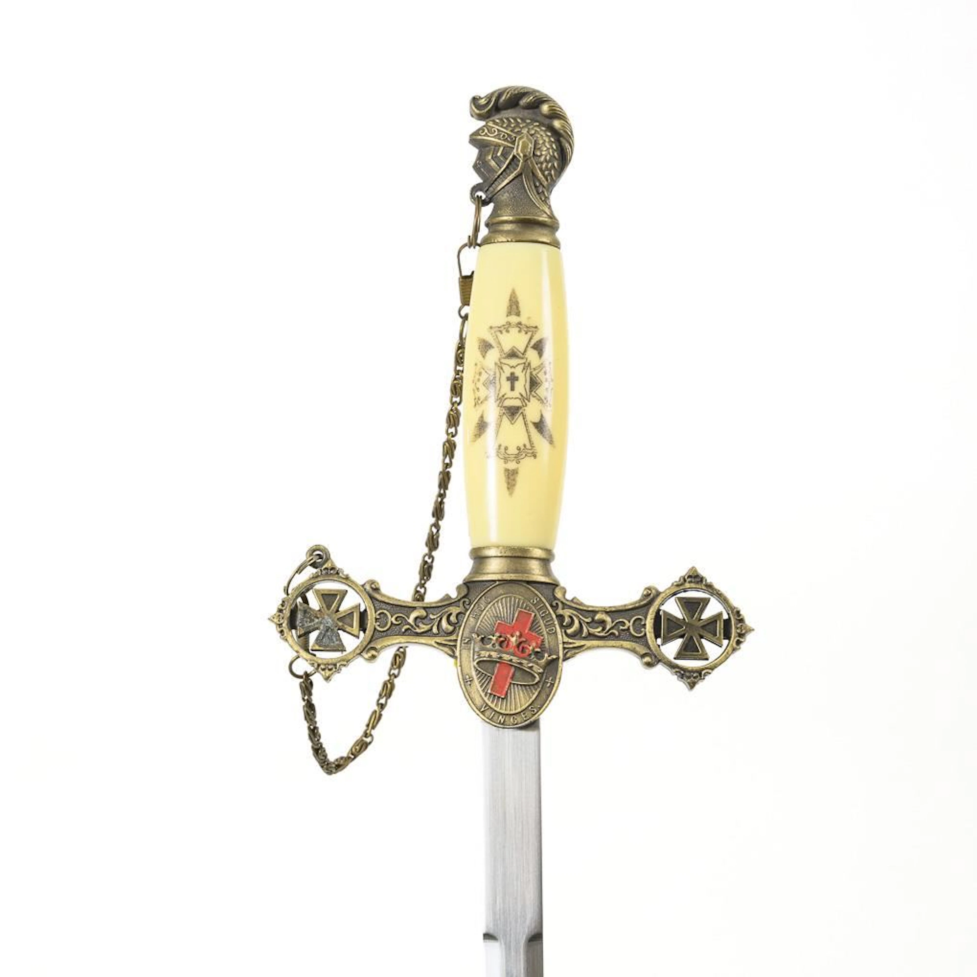 Masonic sword with a red cross.