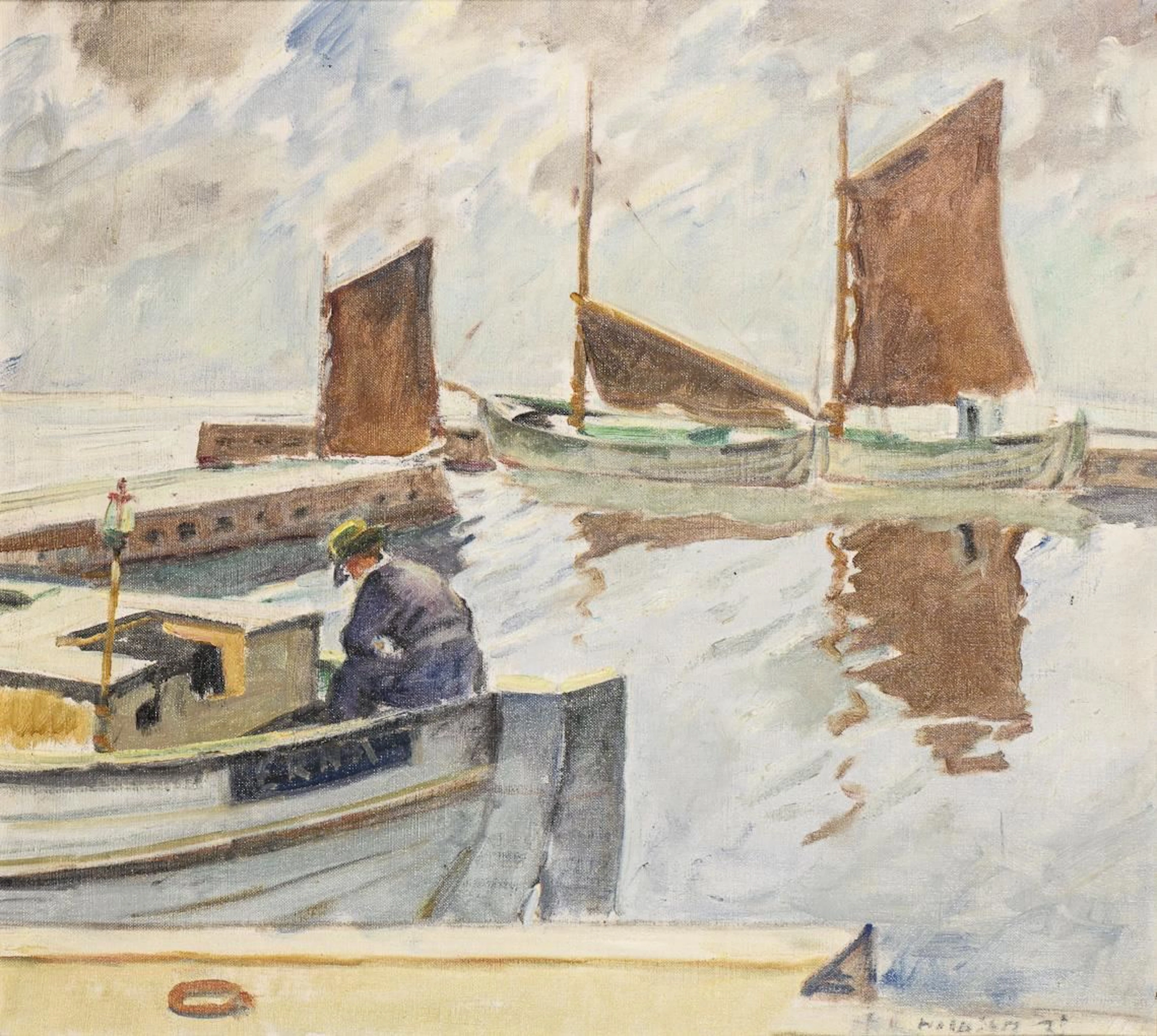 Indistinctly signed: Fishing Boats in the Sunshine