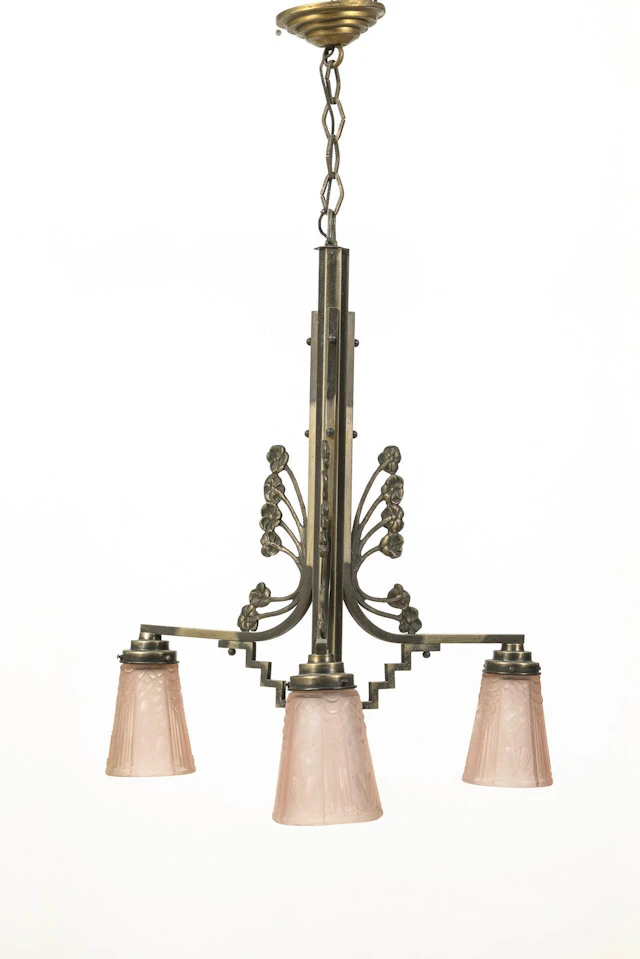 3-light ceiling lamp. Muller Frères, Luneville.