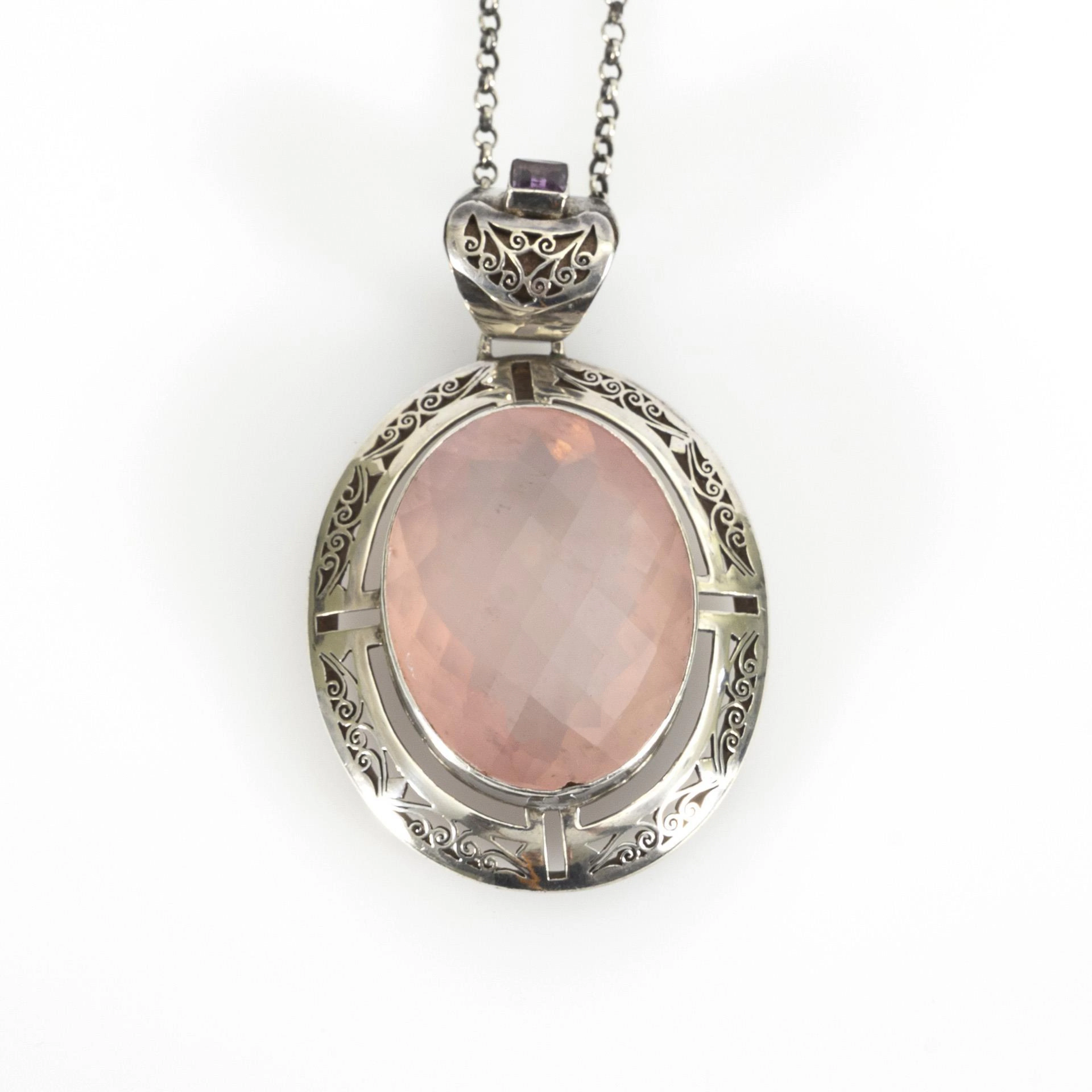 Large Art Nouveau pendant on chain.