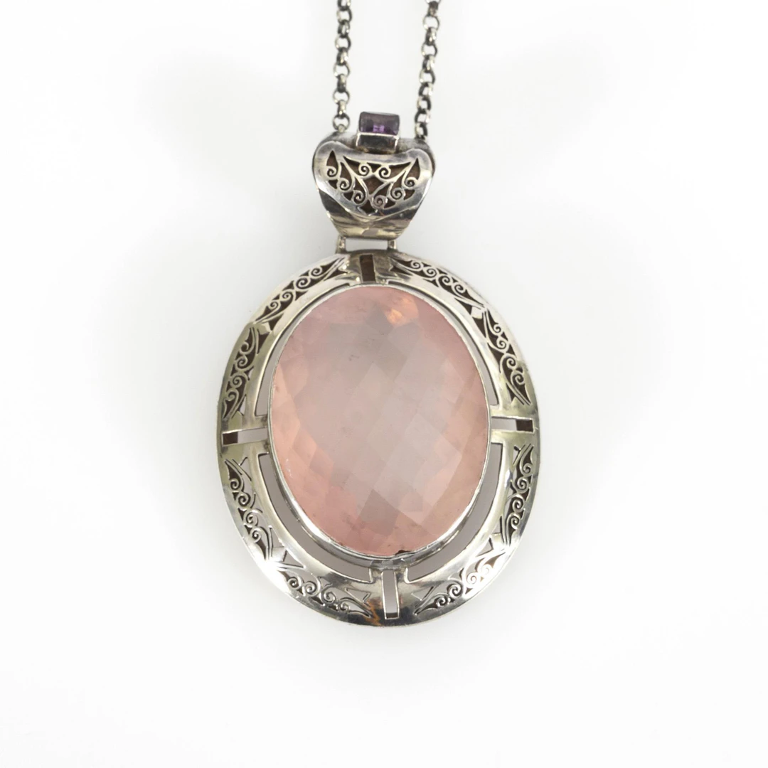 Large Art Nouveau pendant on chain.