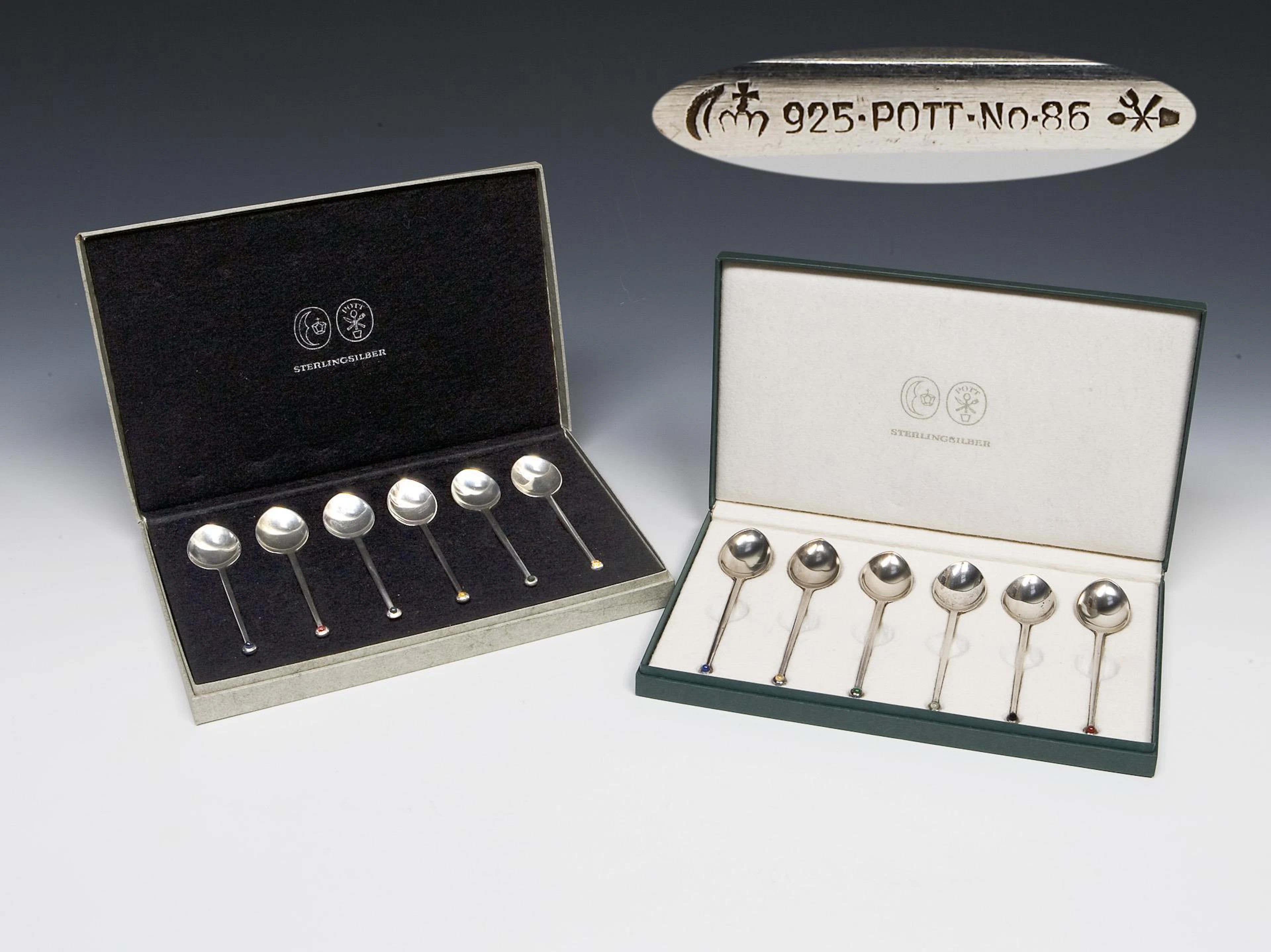 12 demitasse spoons in original case: design by Josef Hoffmann. Carl
