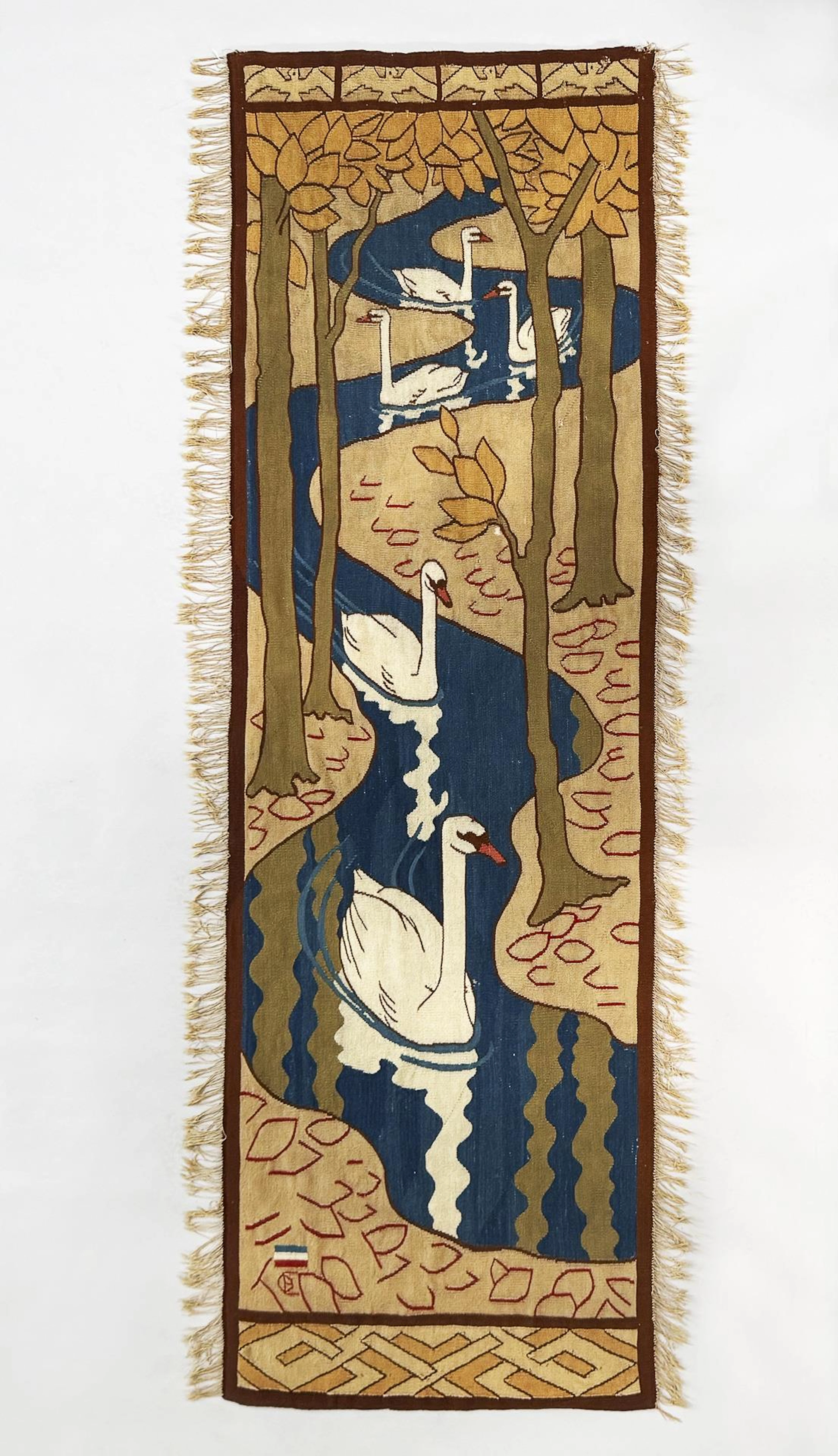 Art Nouveau wall hanging: Five swans.
