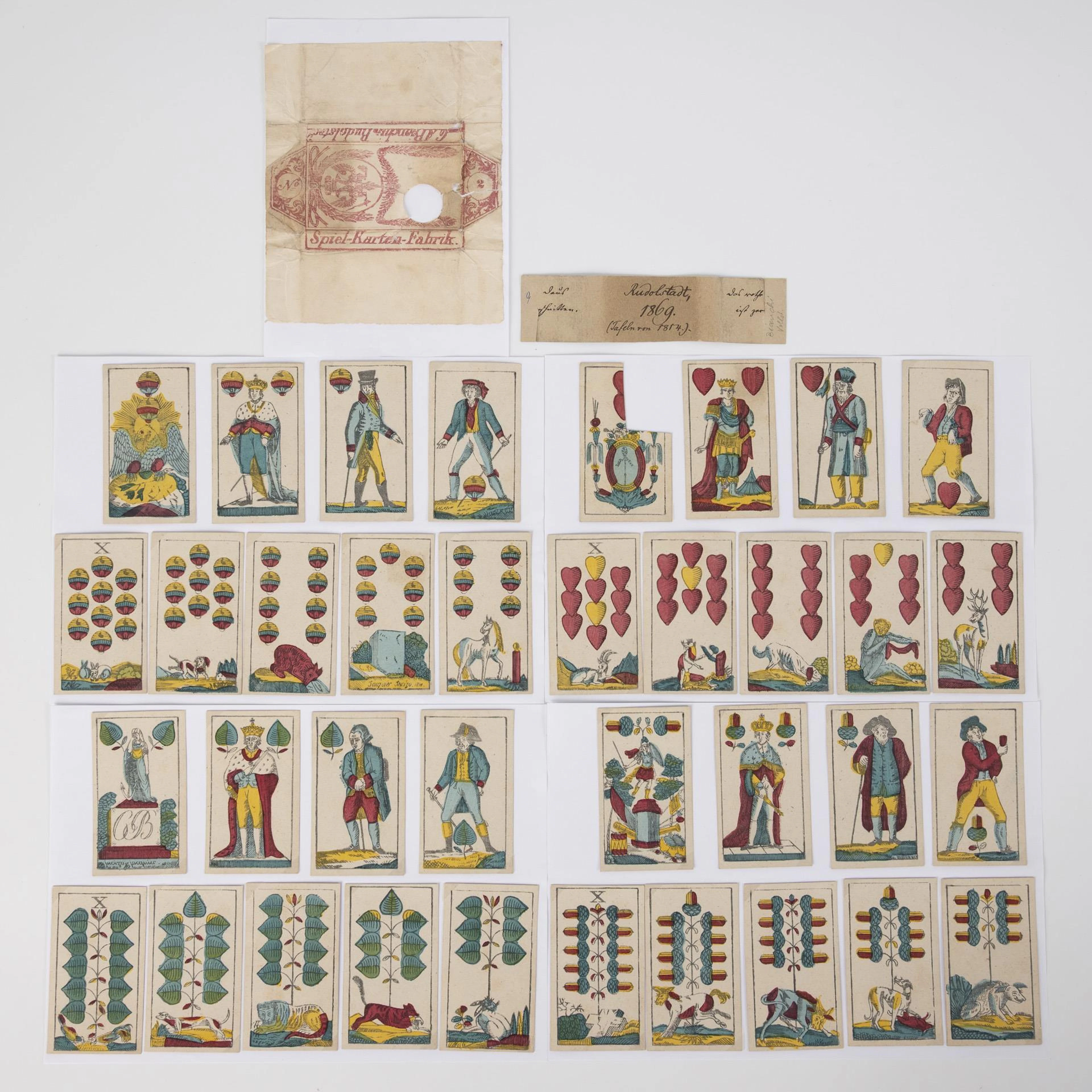 Museum-quality Rudolstadt Biedermeier playing cards by Carl Andreas Bianchi.