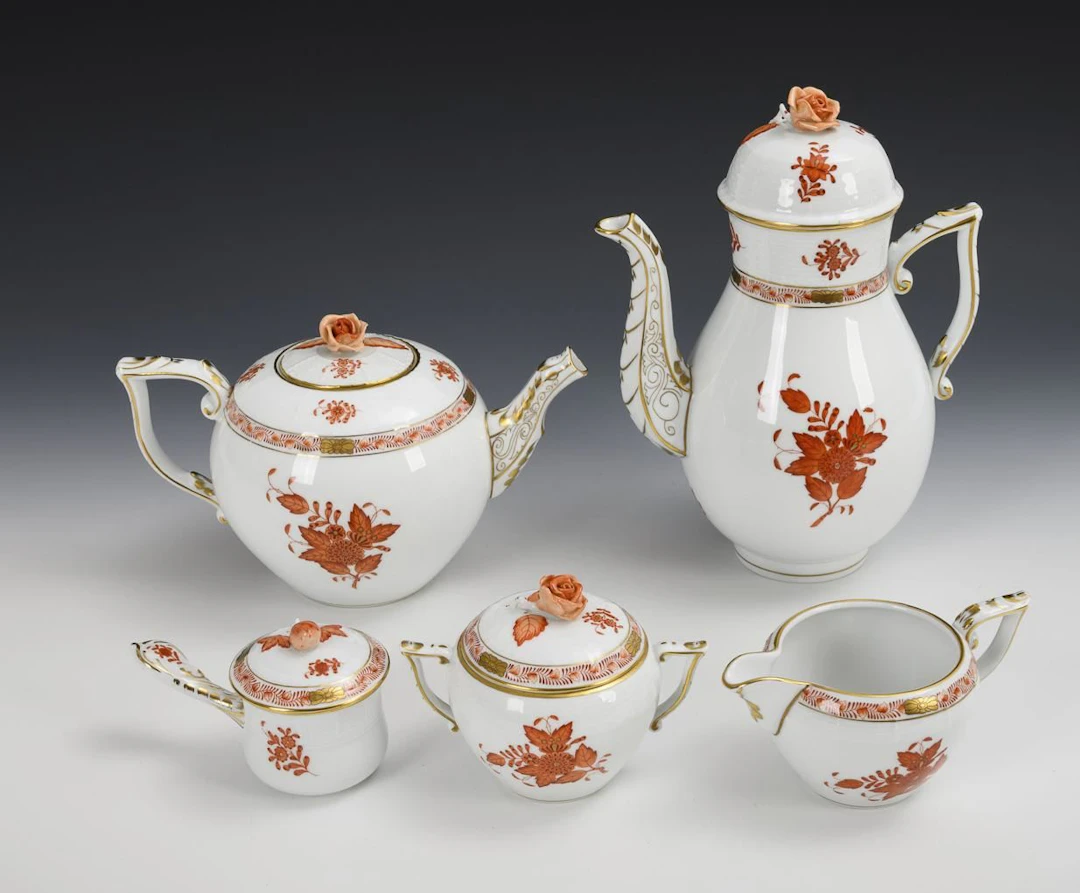 5 pieces of "Apponyi Orange". Herend.