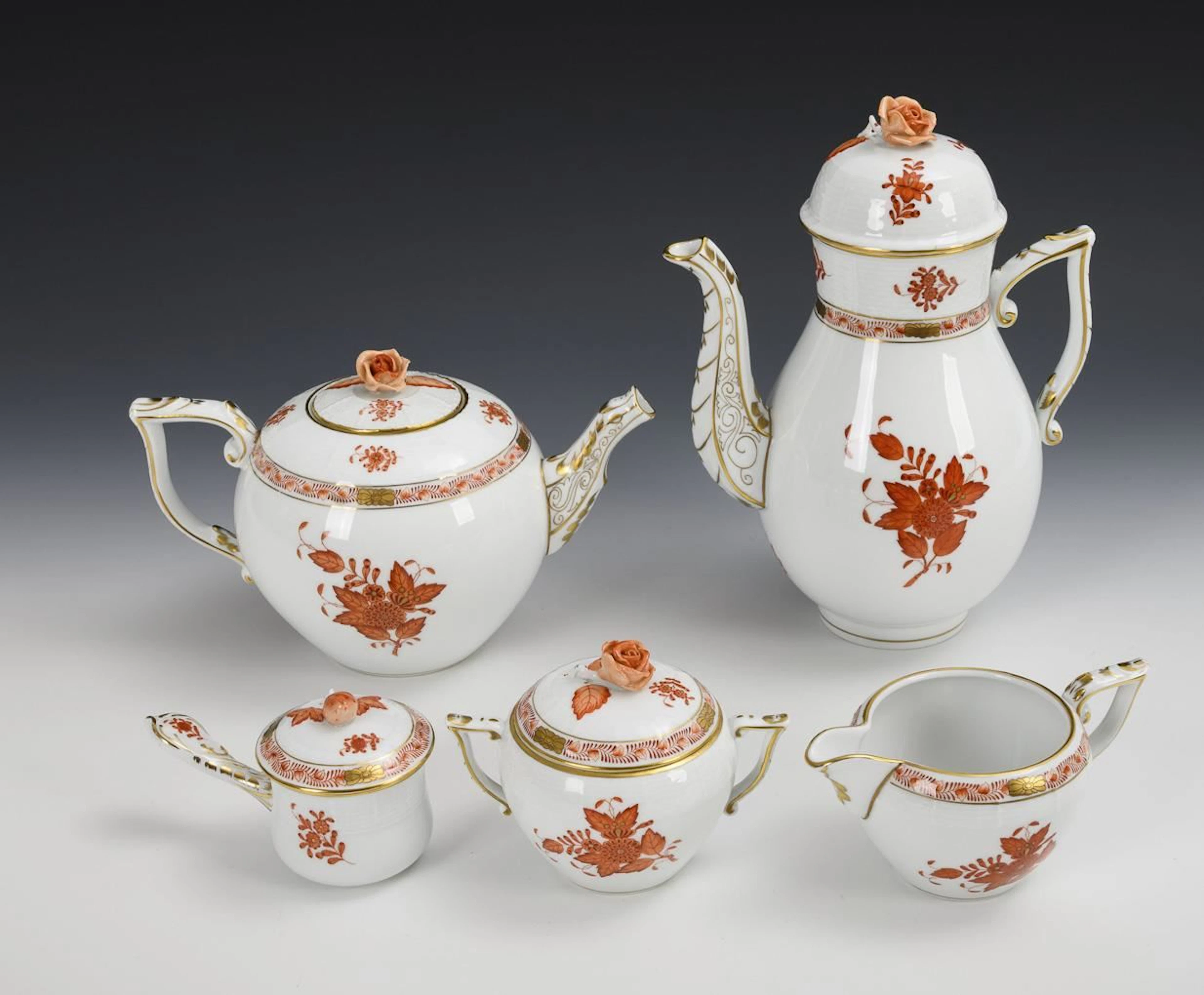 5 pieces of "Apponyi Orange". Herend.