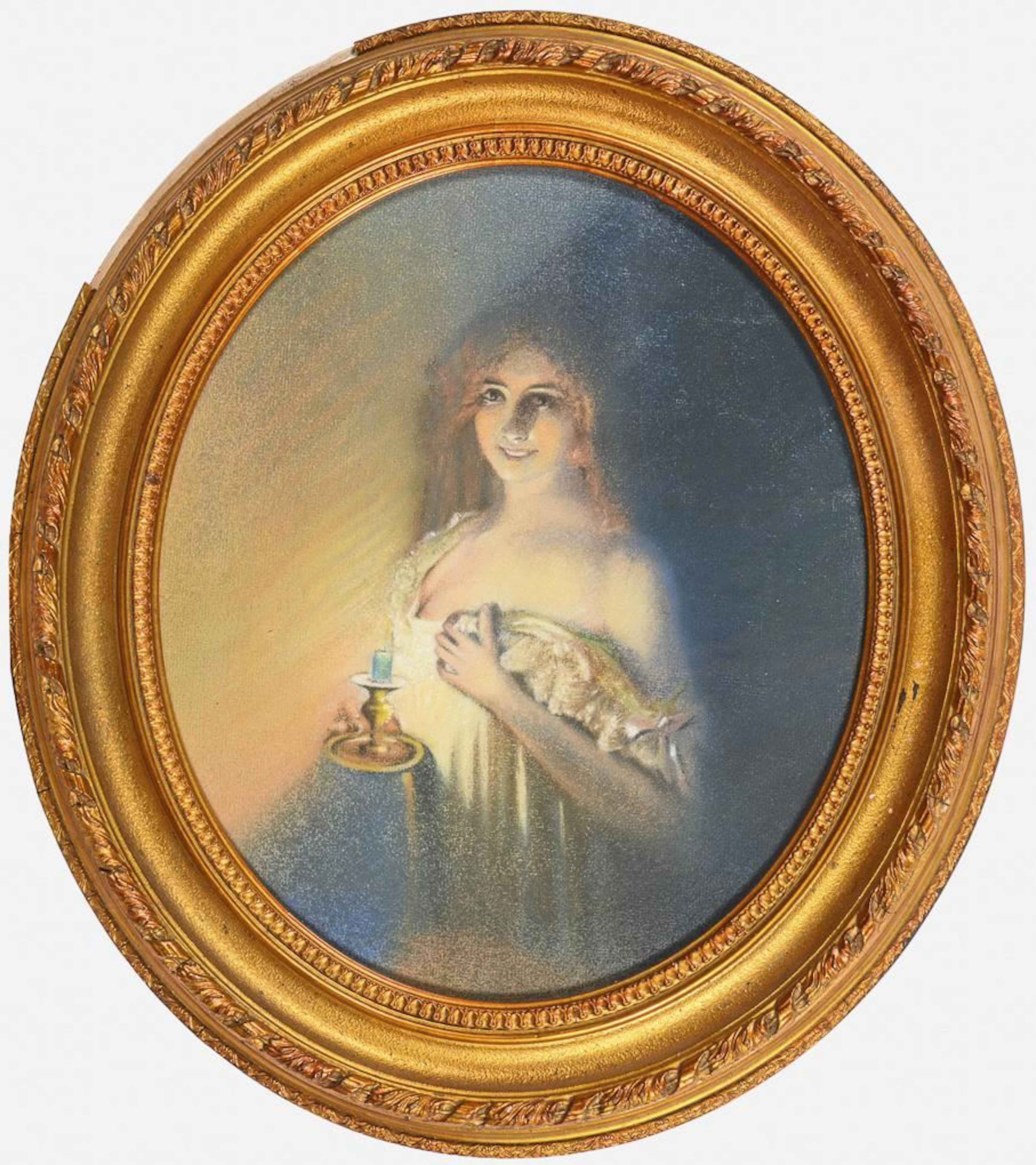 Art Nouveau Pastel: Young Woman by Candlelight
