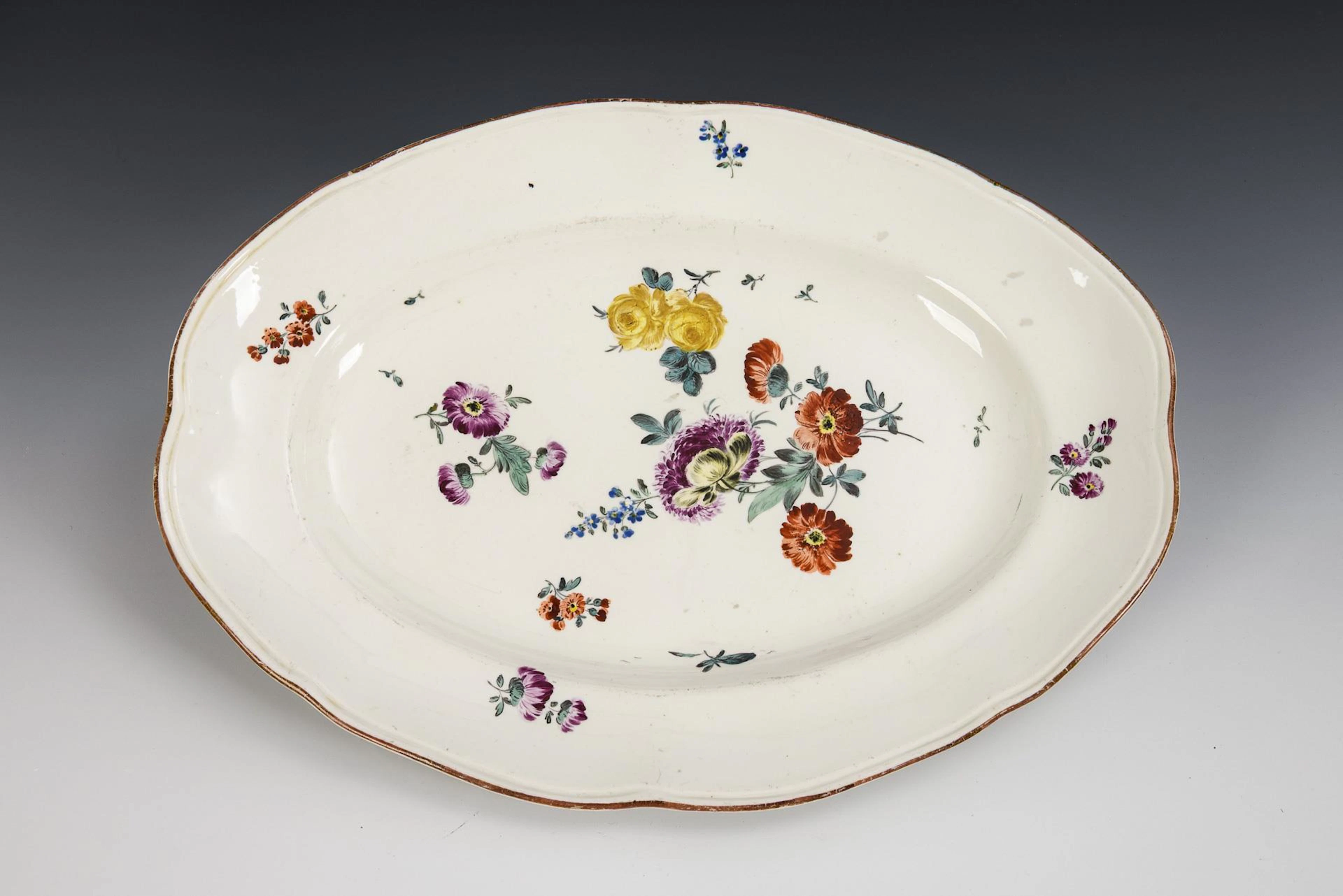 Oval plate with flower painting. Frankenthal.