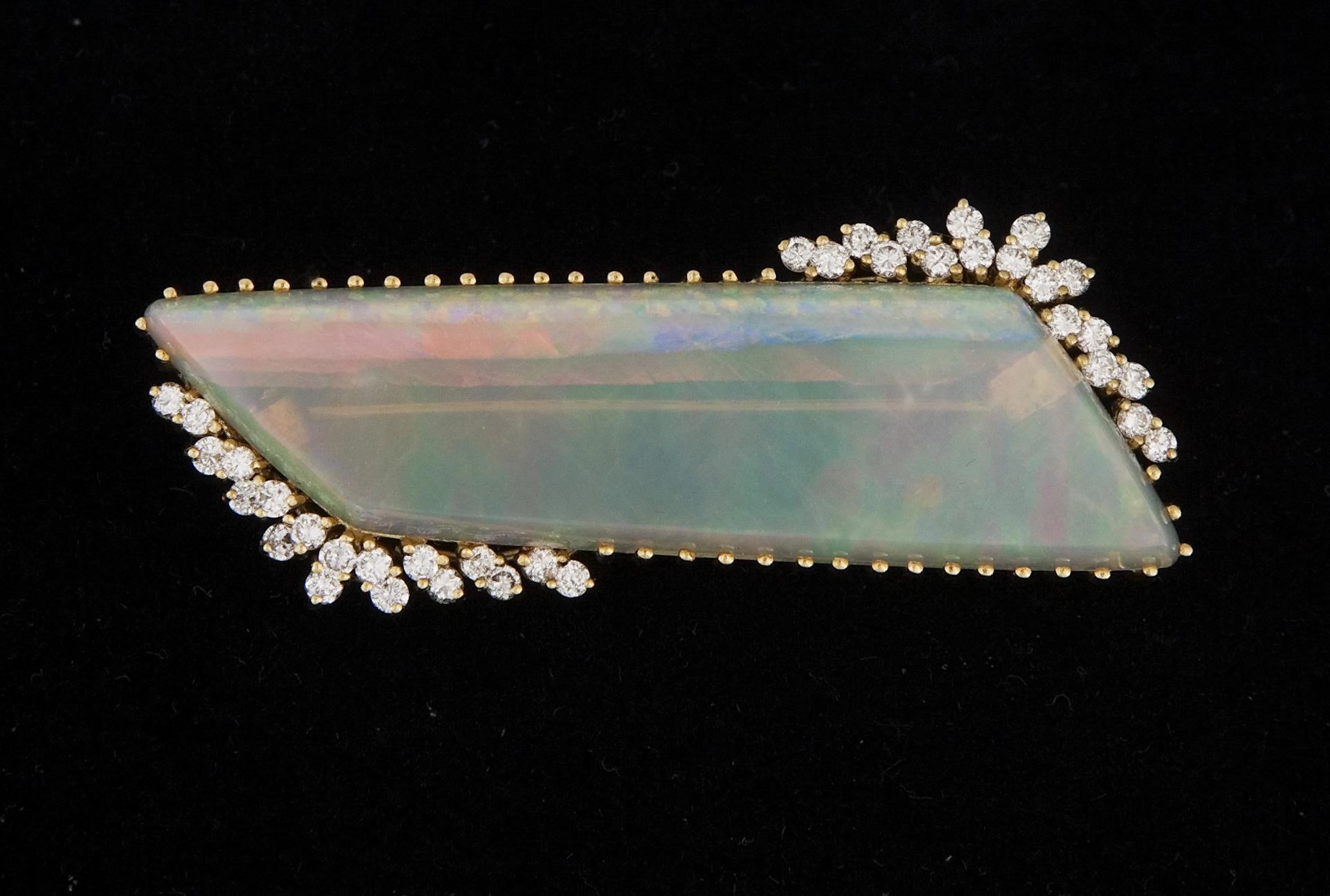 Opal diamond brooch.