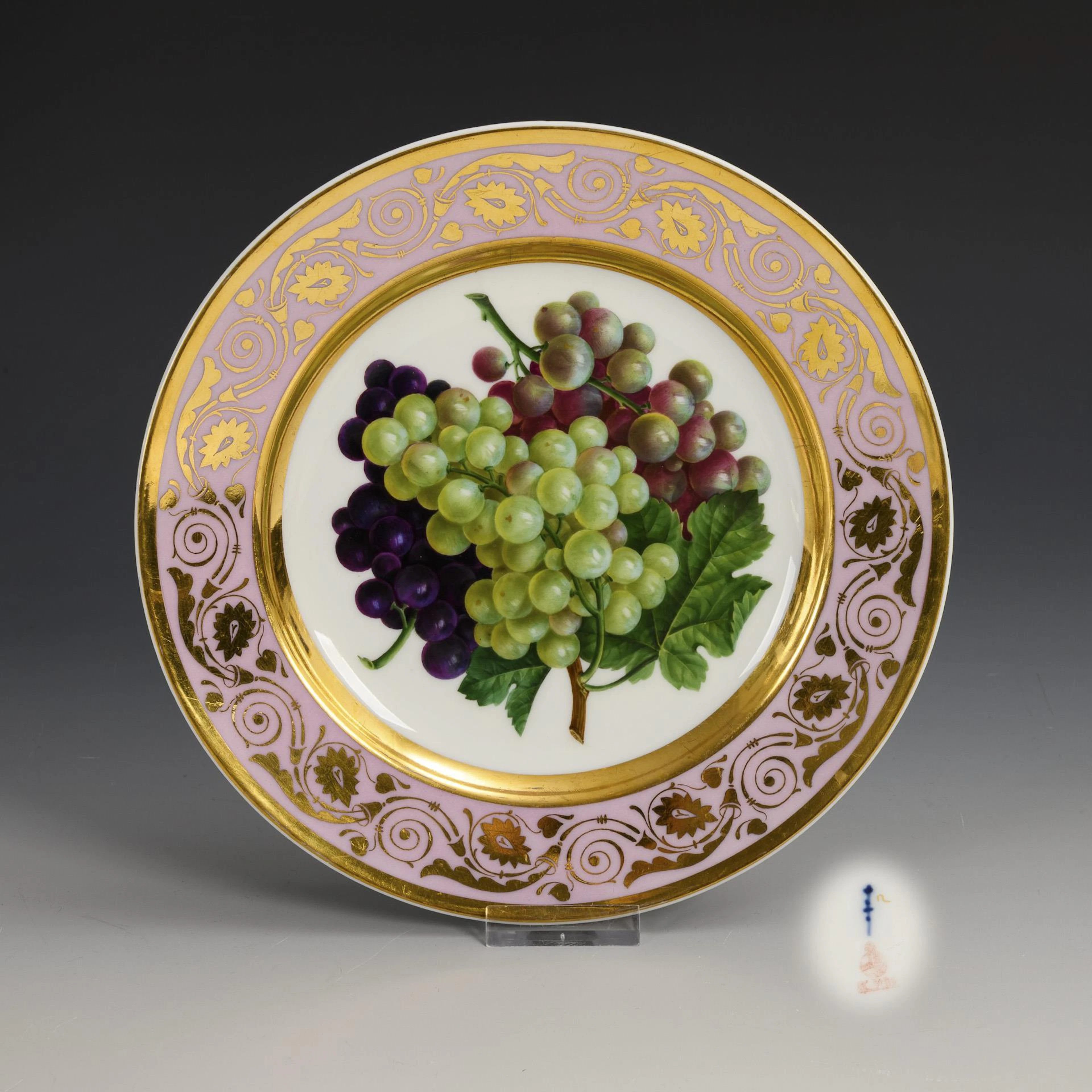 Plate with fruit painting.