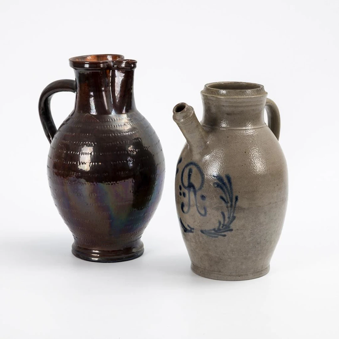 2 rustic vessels.