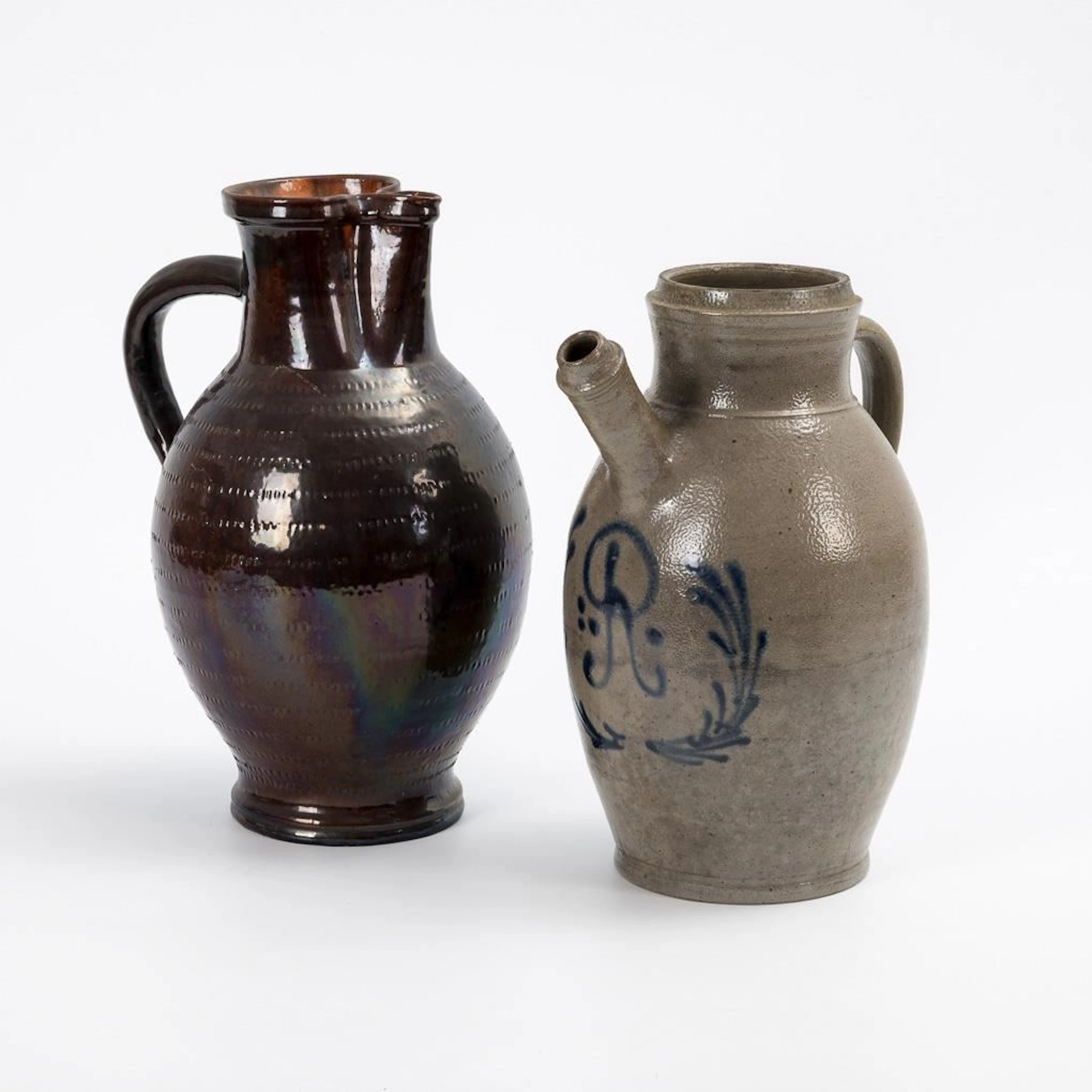 2 rustic vessels.