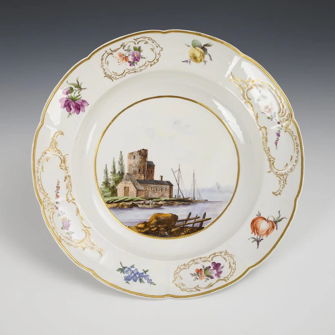 Plate with landscape painting. Fürstenberg.