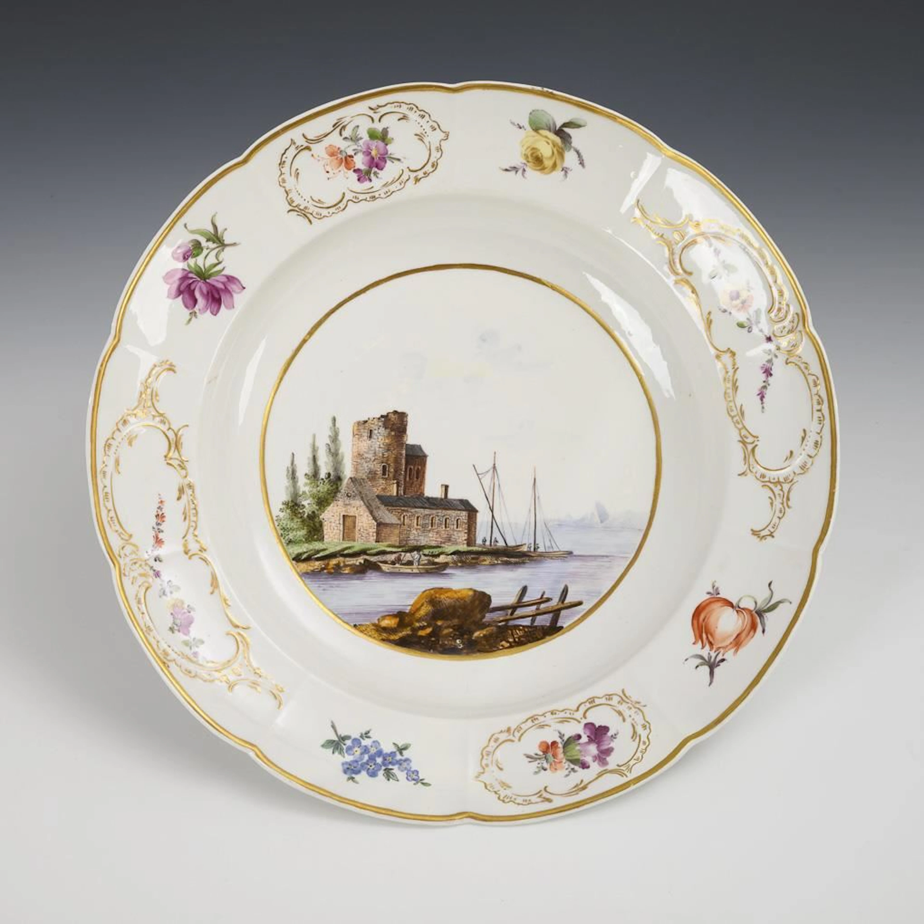 Plate with landscape painting. Fürstenberg.