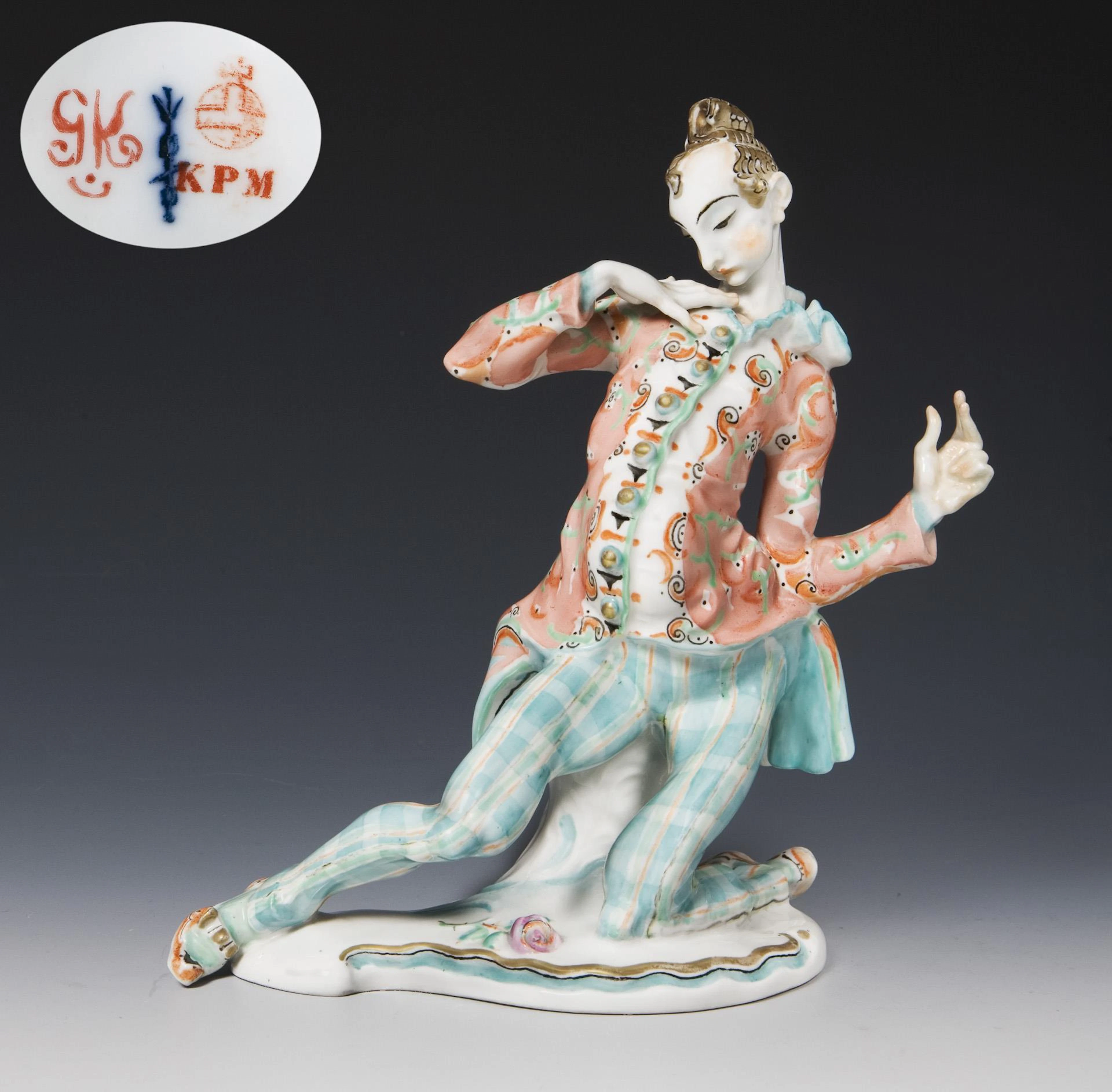 Art deco figurine: Harlequin. KPM Berlin.