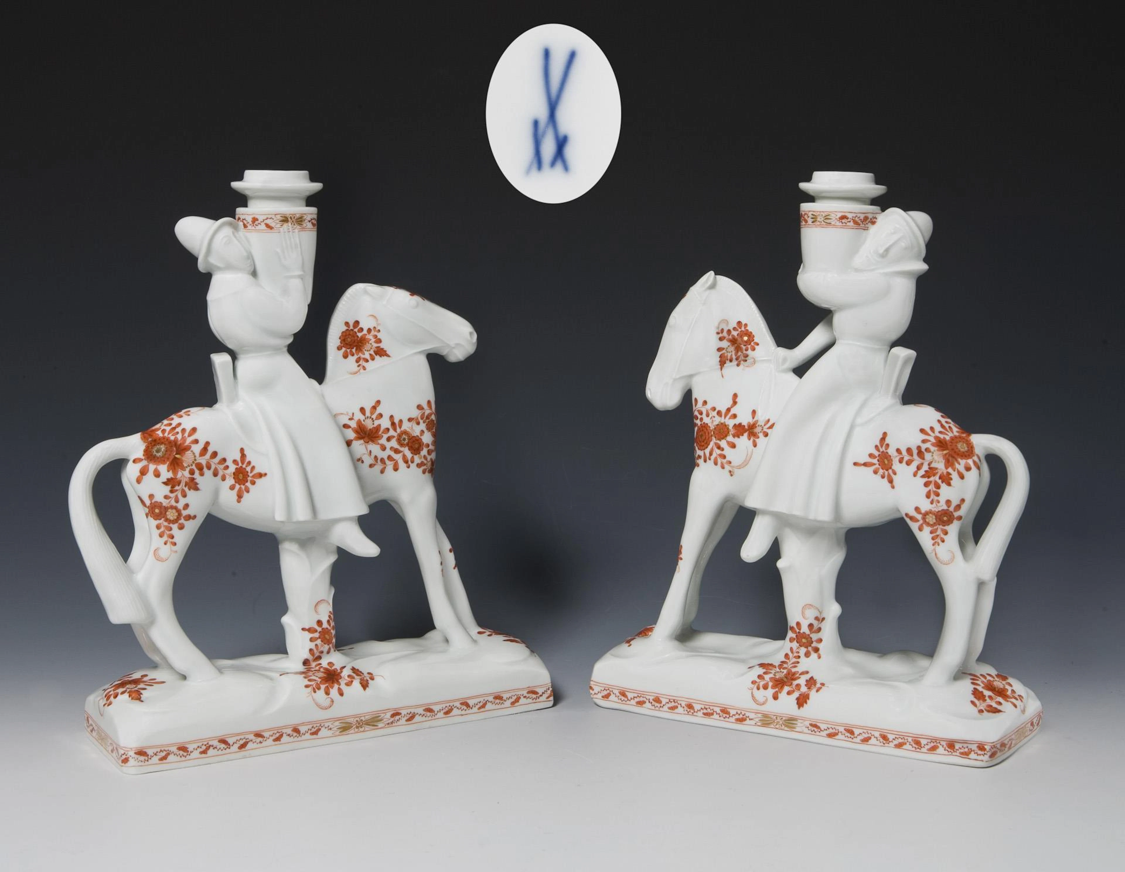Pendant candlestick rider. Meissen.
