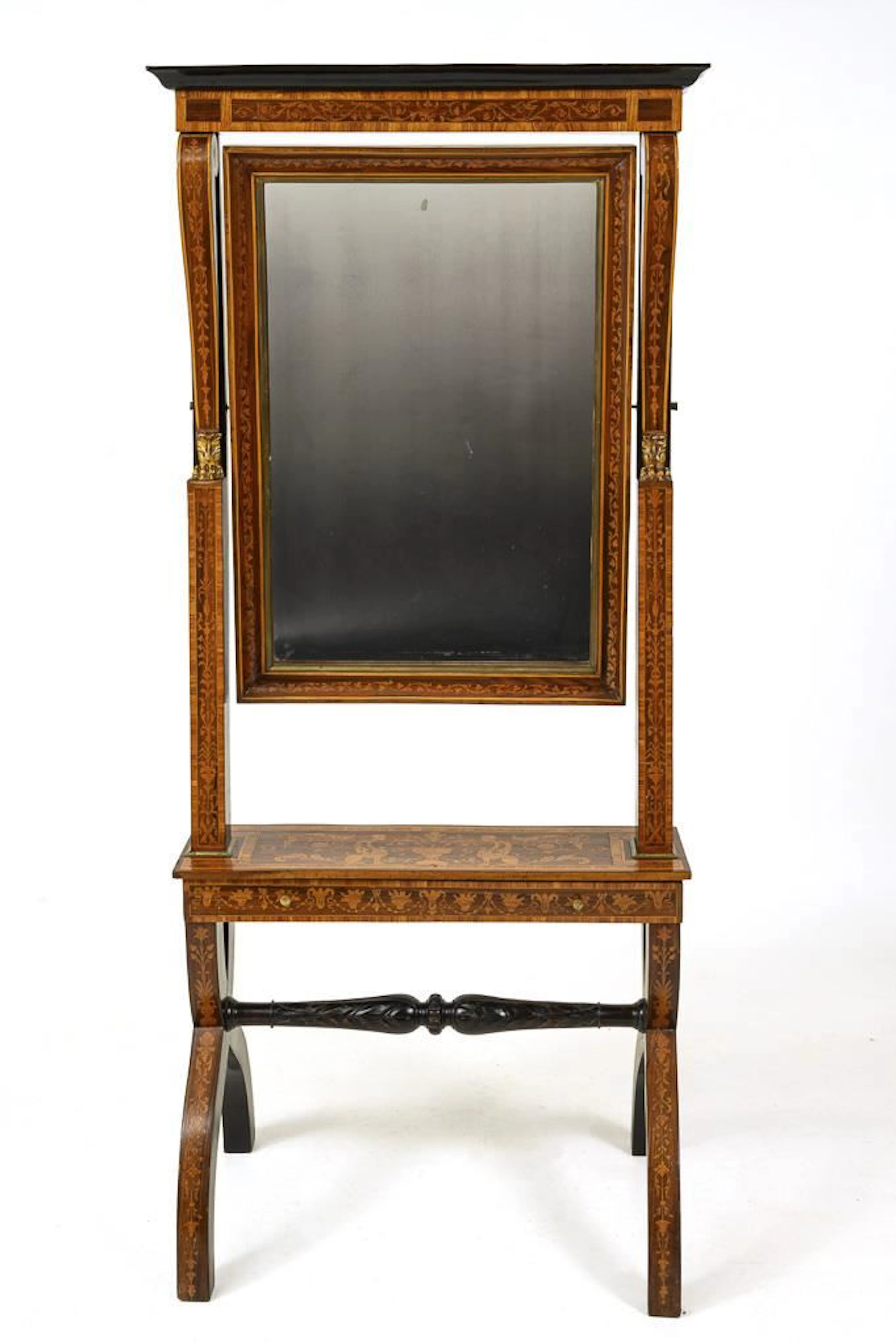 Floor-standing mirror with inlay work, known as “Psyche.”