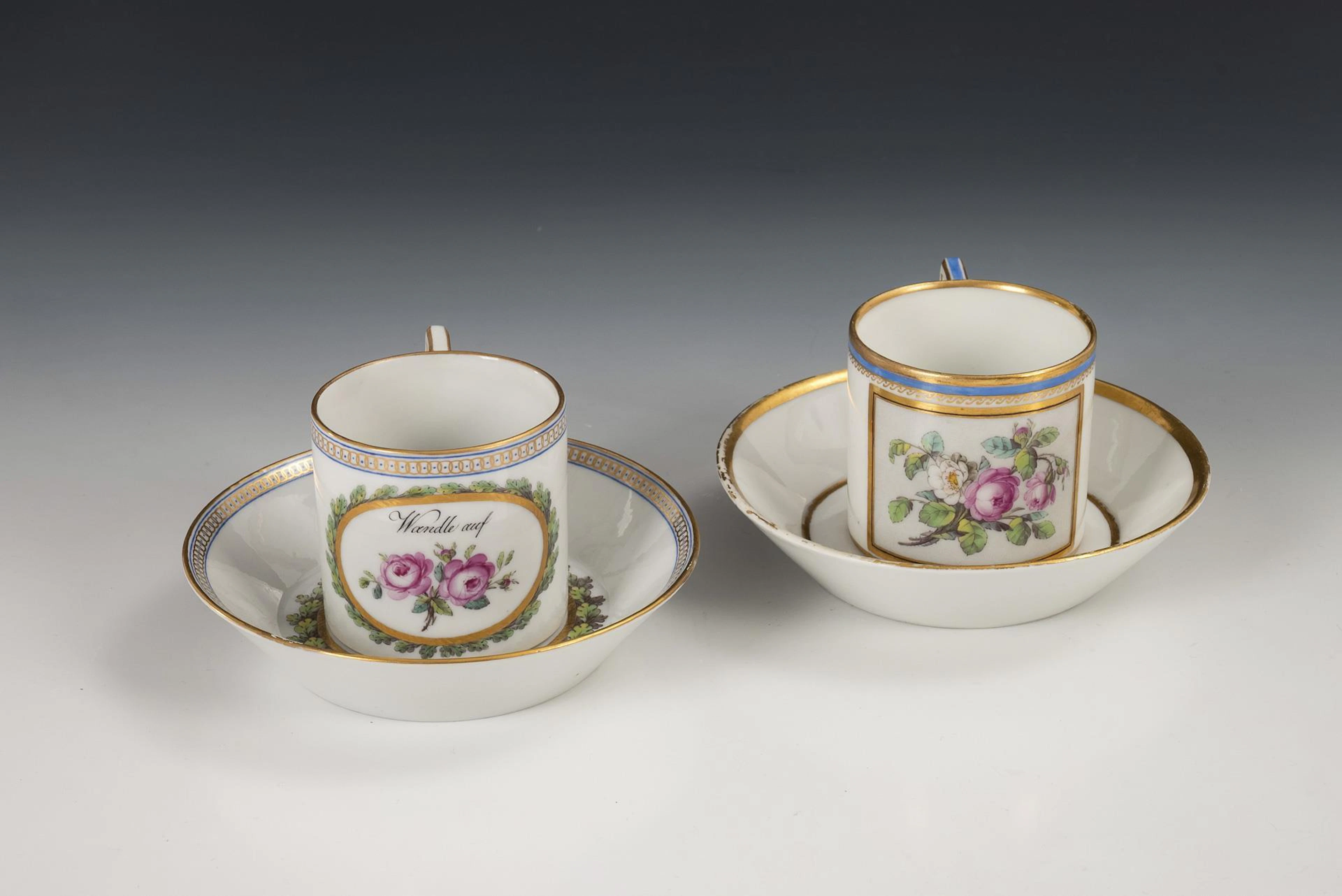 2 Empire cups. KPM Berlin.