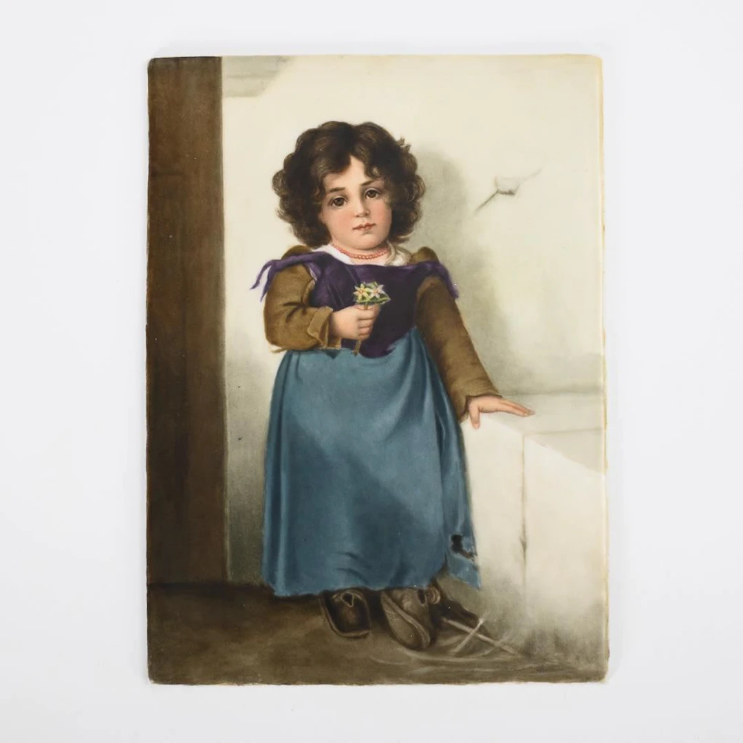 Porcelain painting: Portrait of a child. KPM Berlin.