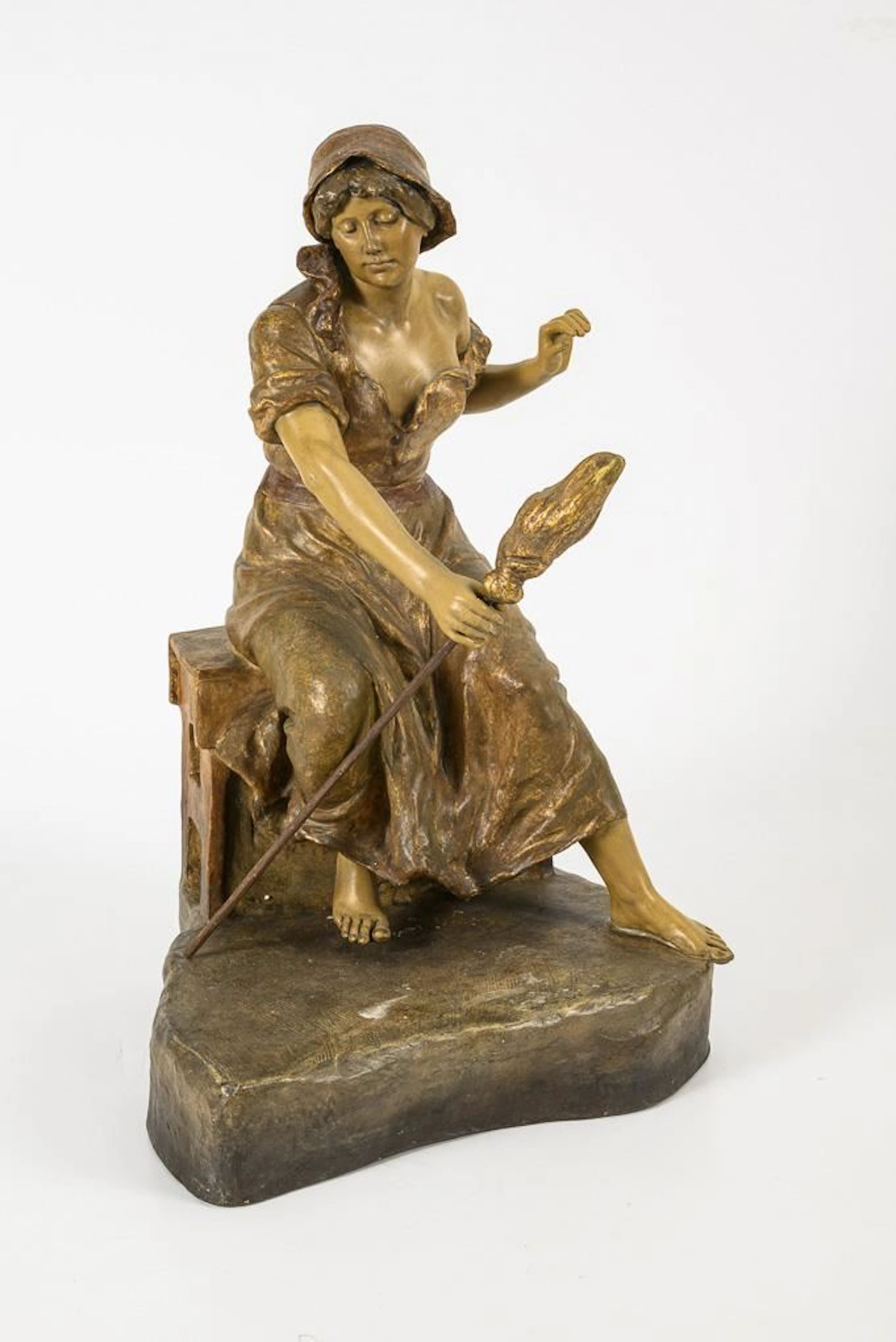 Seated Peasant Woman with Spinning Wheel. Vienna-based manufacturer