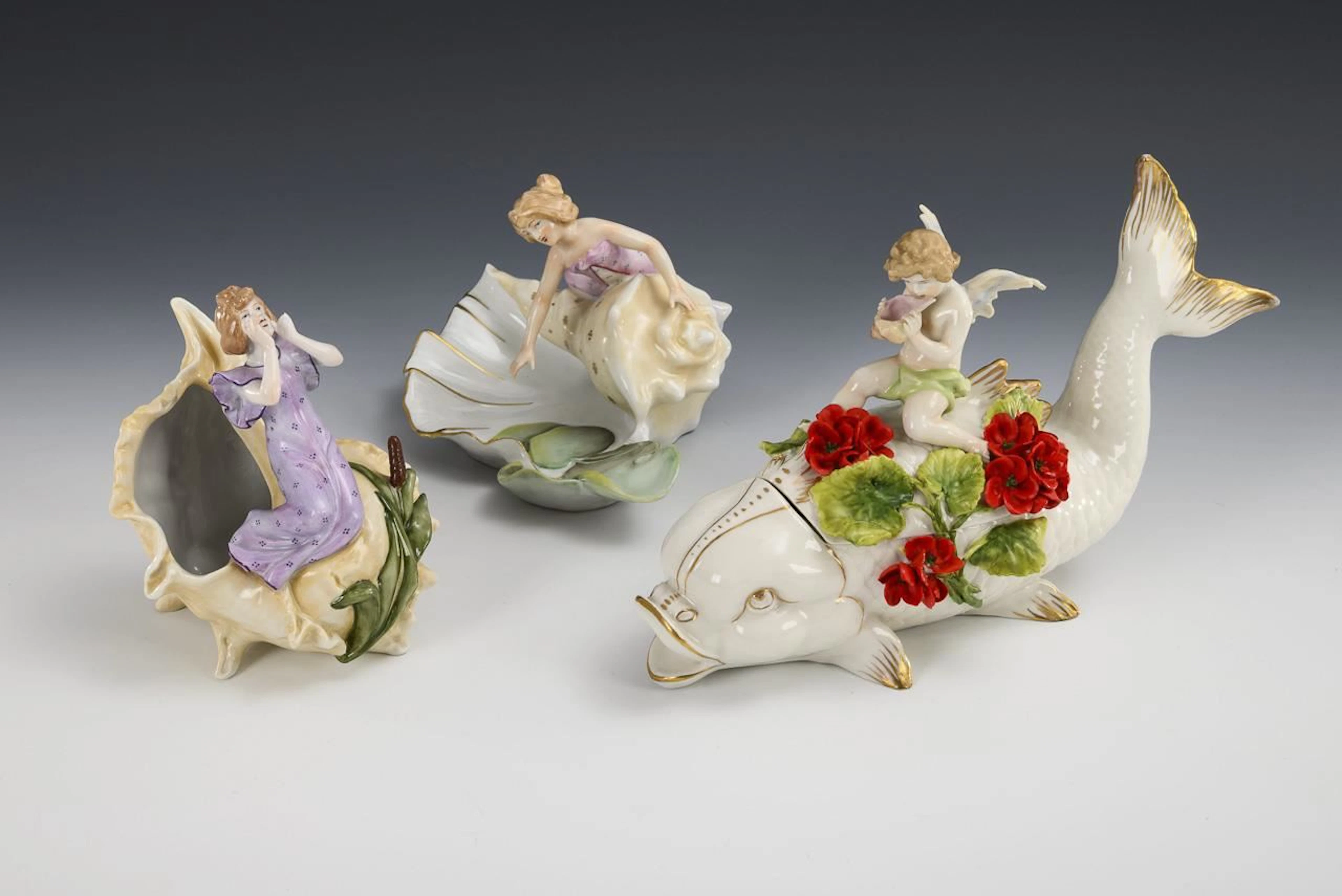 2 figurative bowls and 1 fish tin. Schierholz.