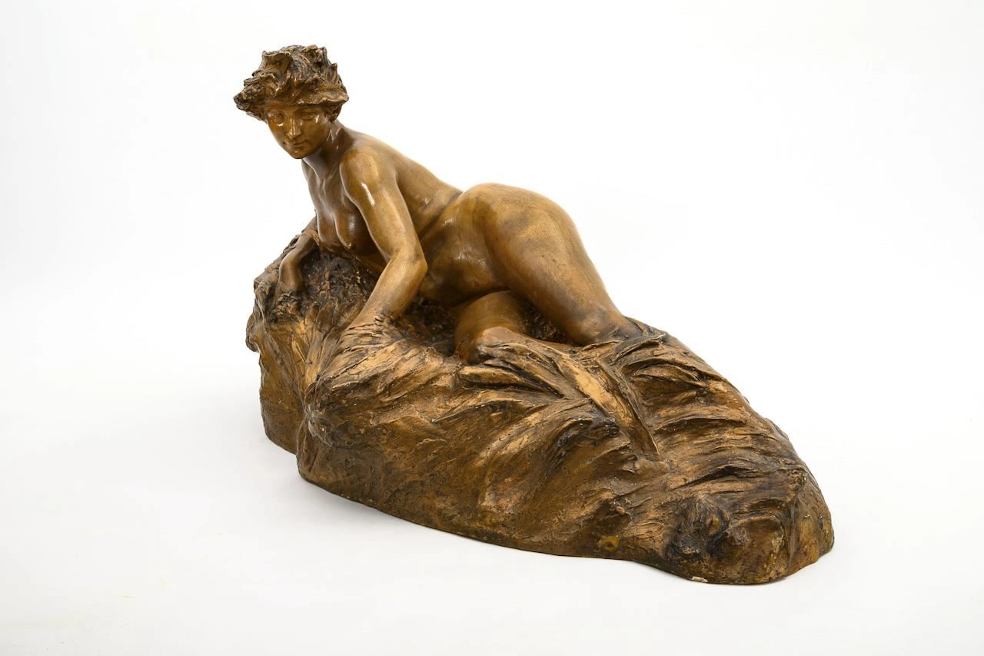 Art Nouveau terracotta figure "Naiad in the Reeds"