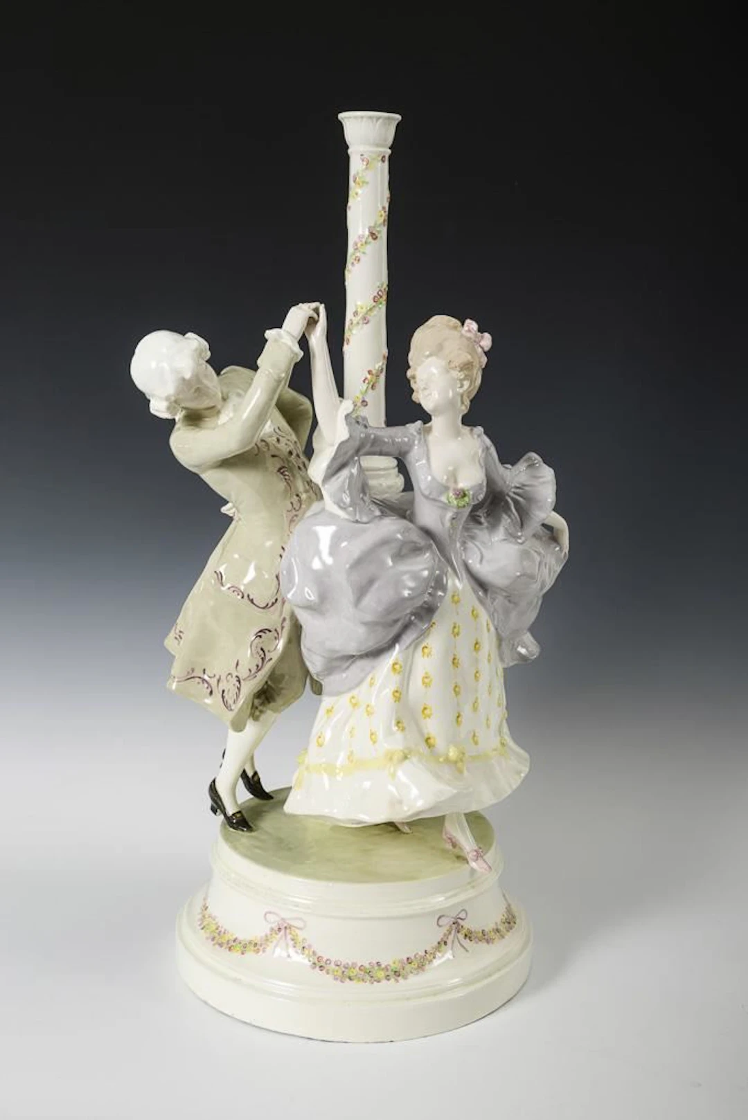 "Dancing Rococo Couple" Lamp. Vienna-based manufacturer Friedrich Goldscheider.