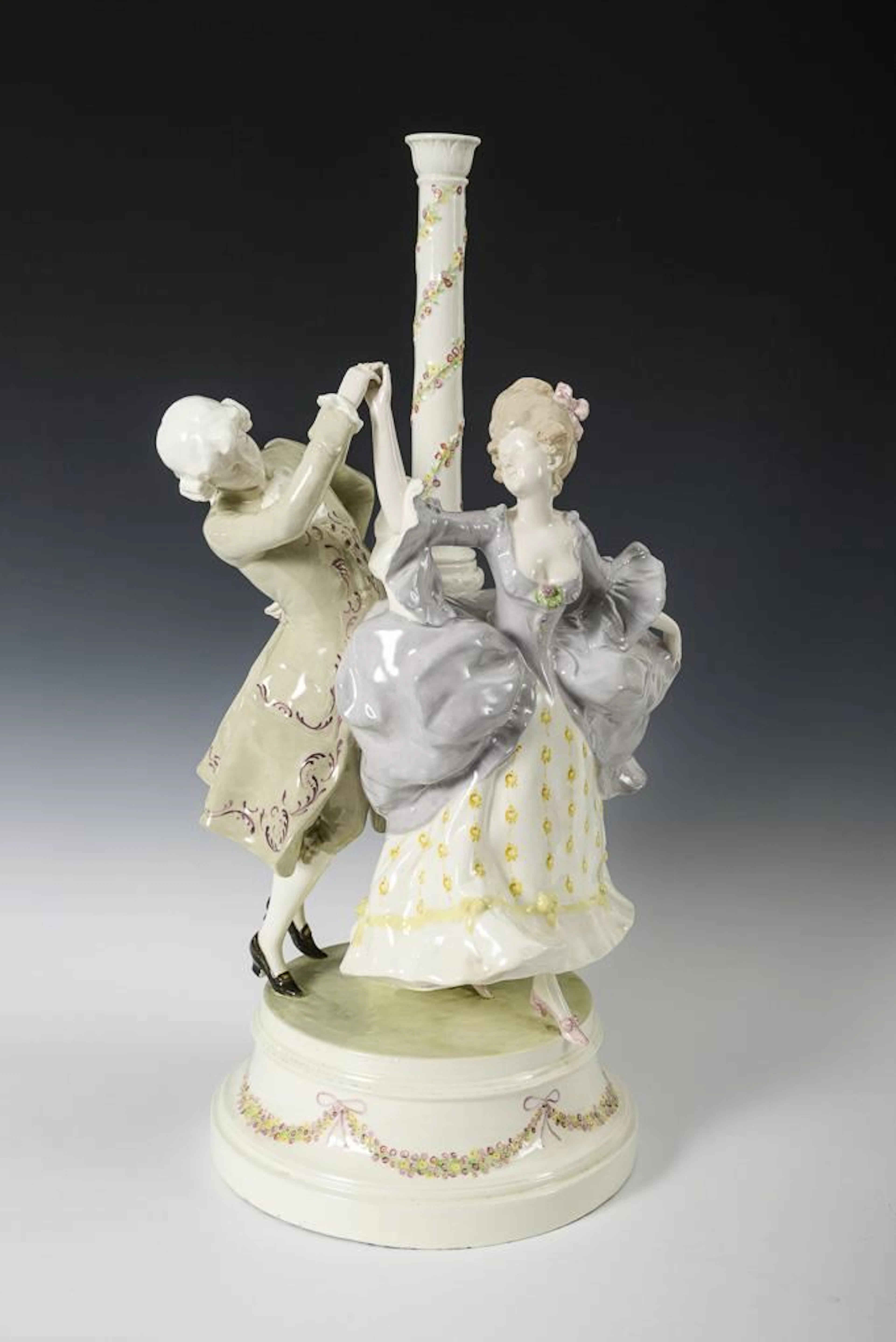 "Dancing Rococo Couple" Lamp. Vienna-based manufacturer Friedrich Goldscheider.