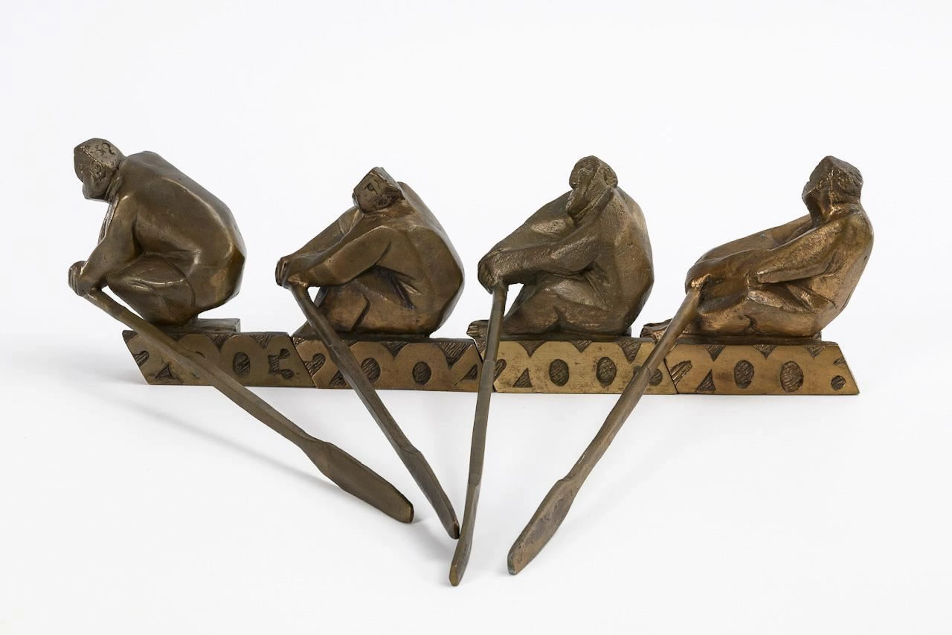 Four modern bronze sculptures: Rowers