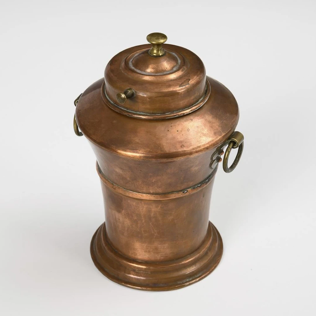 Baroque copper vessel for a dollhouse.