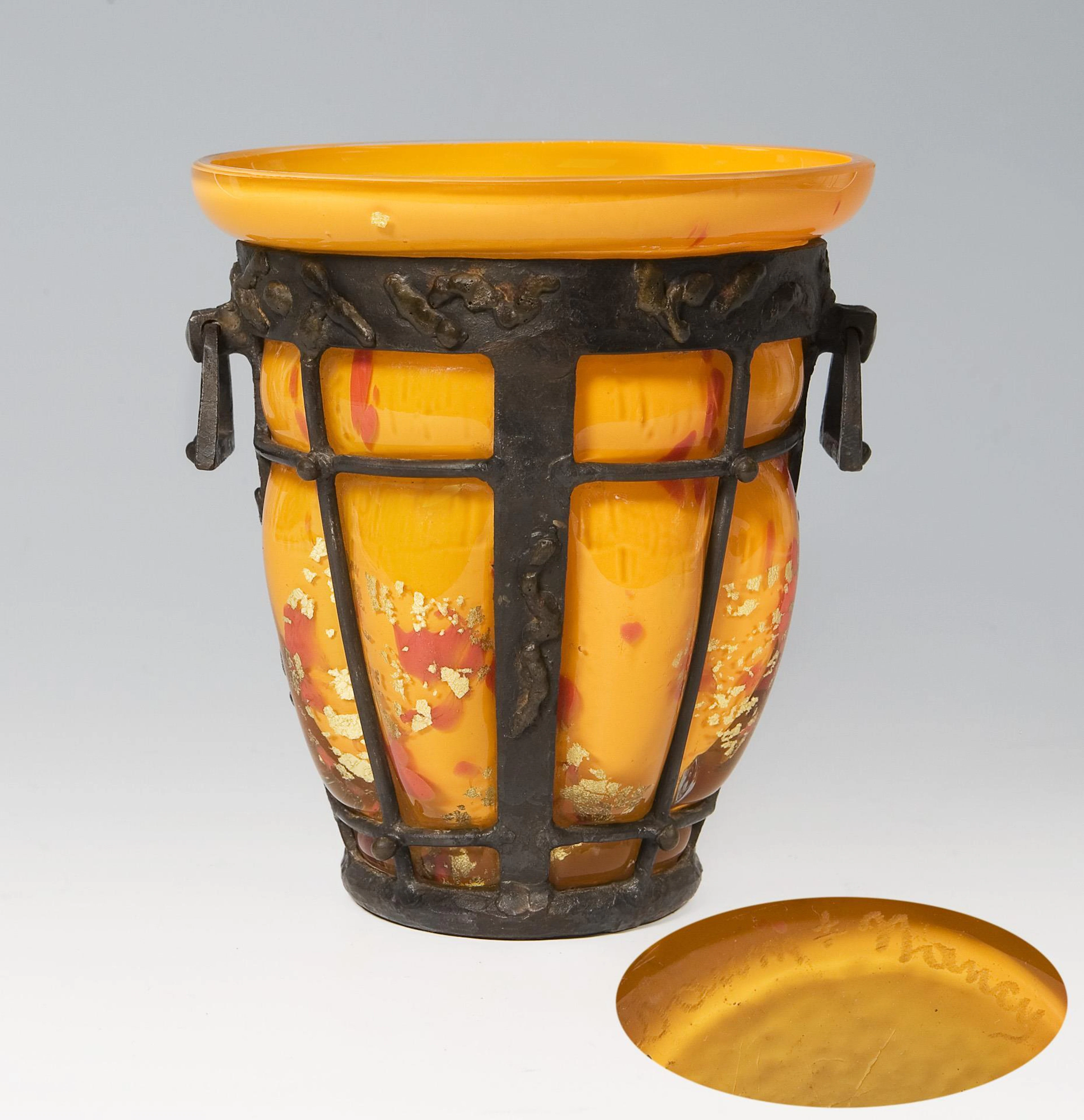 Art deco vase with iron mount. Daum Fréres & Louis Majorelle, Nancy.