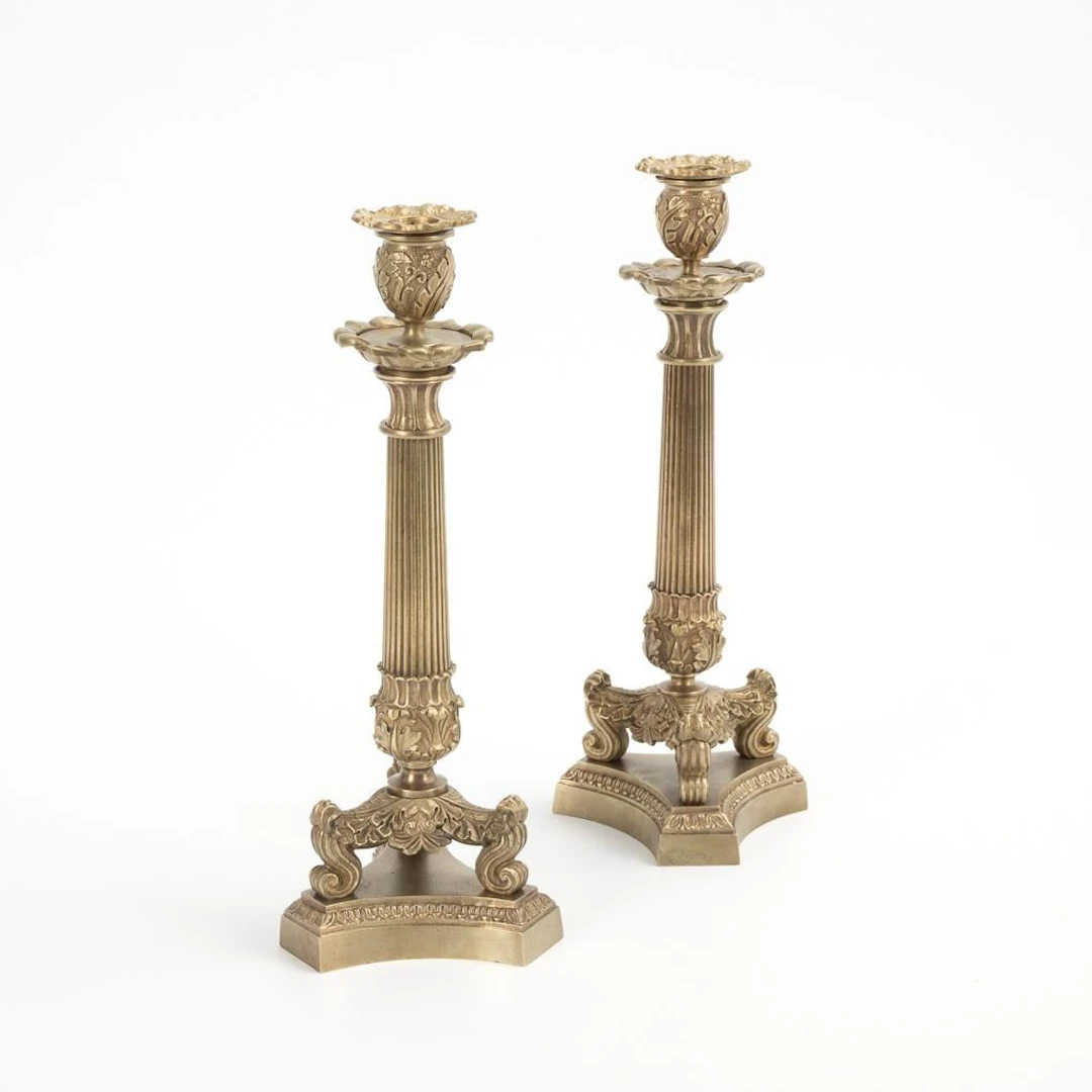 Pair of bronze candlesticks.