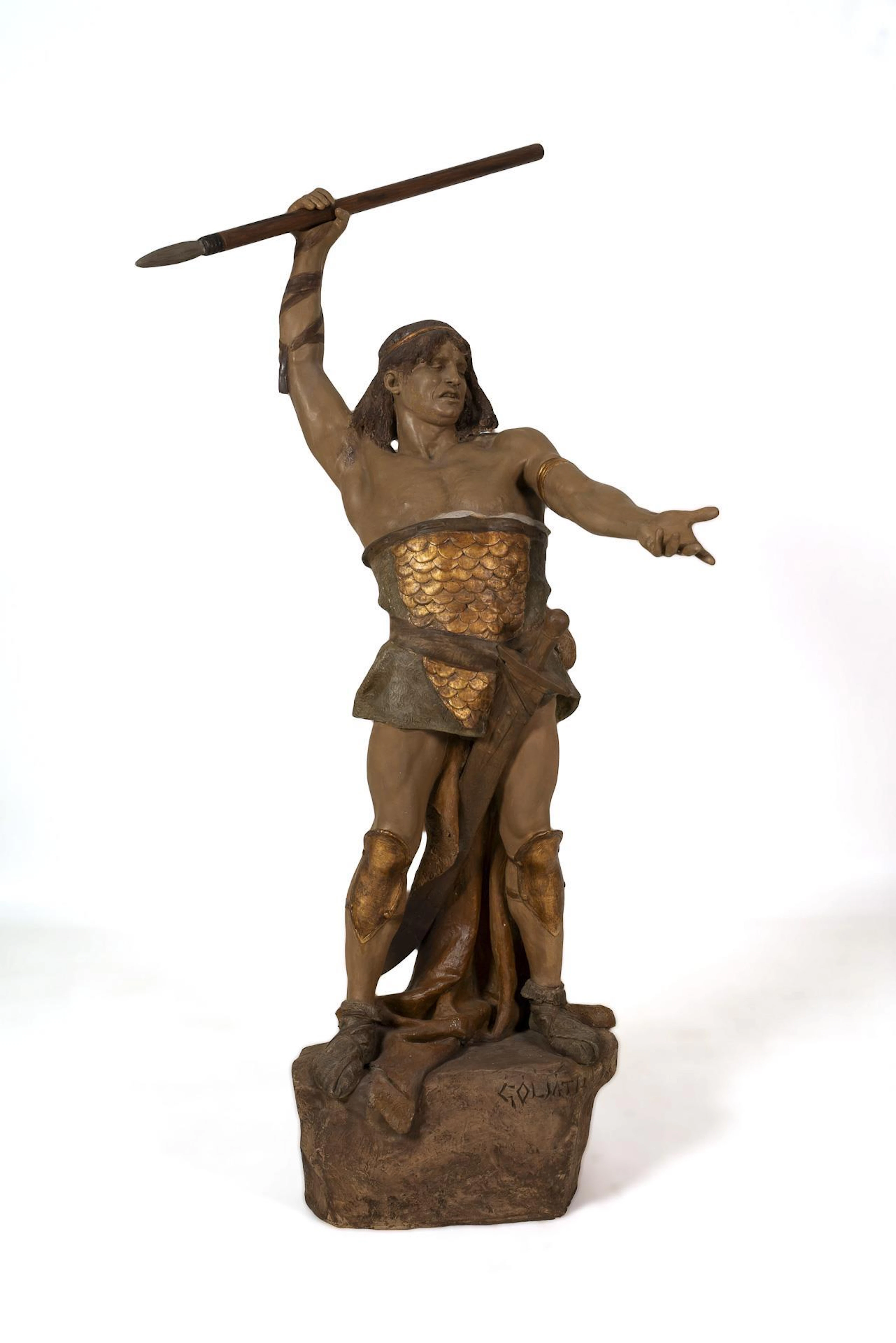 Art Nouveau terracotta large sculpture "Goliath". Vienna manufactory