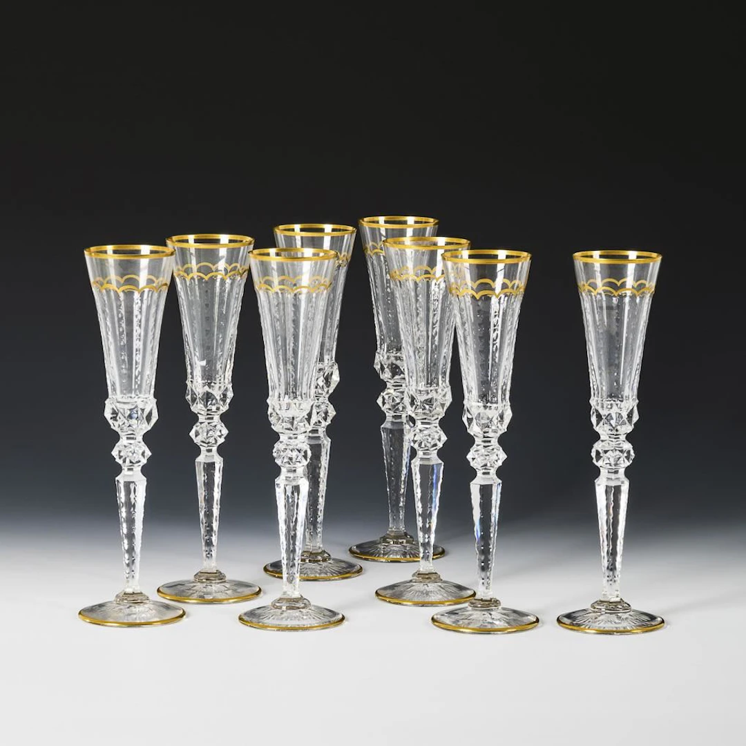 8 "Excellence" champagne glasses. St. Louis.