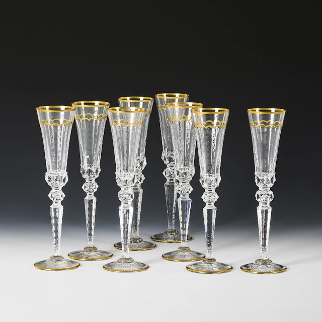 8 "Excellence" champagne glasses. St. Louis.
