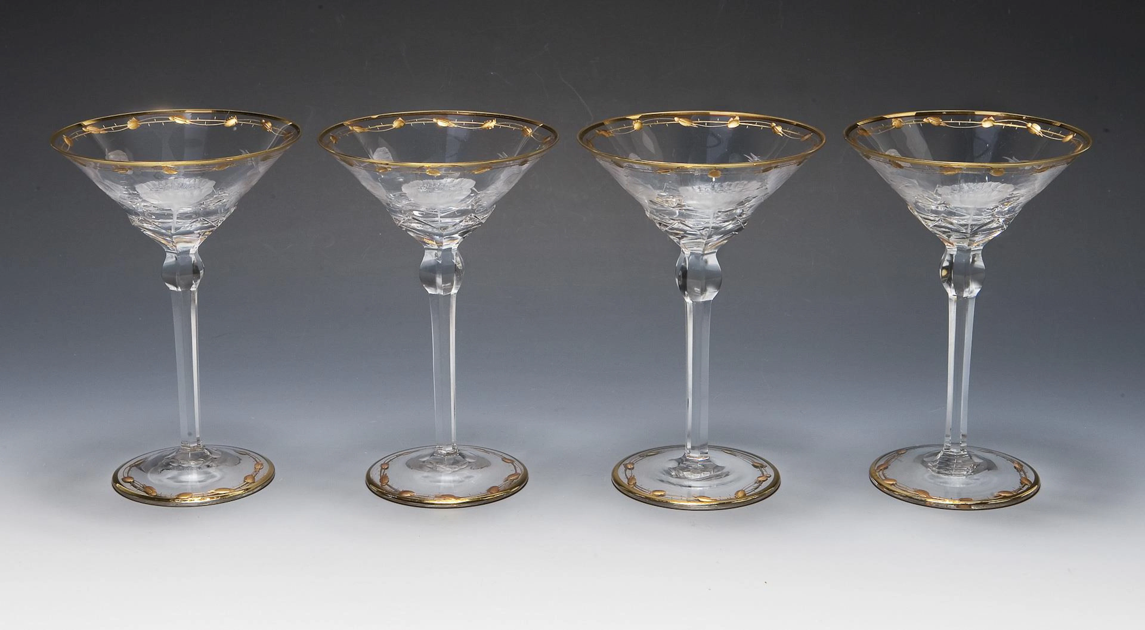 4 champagne bowls. Ludwig Moser & Söhne, Karlsbad.