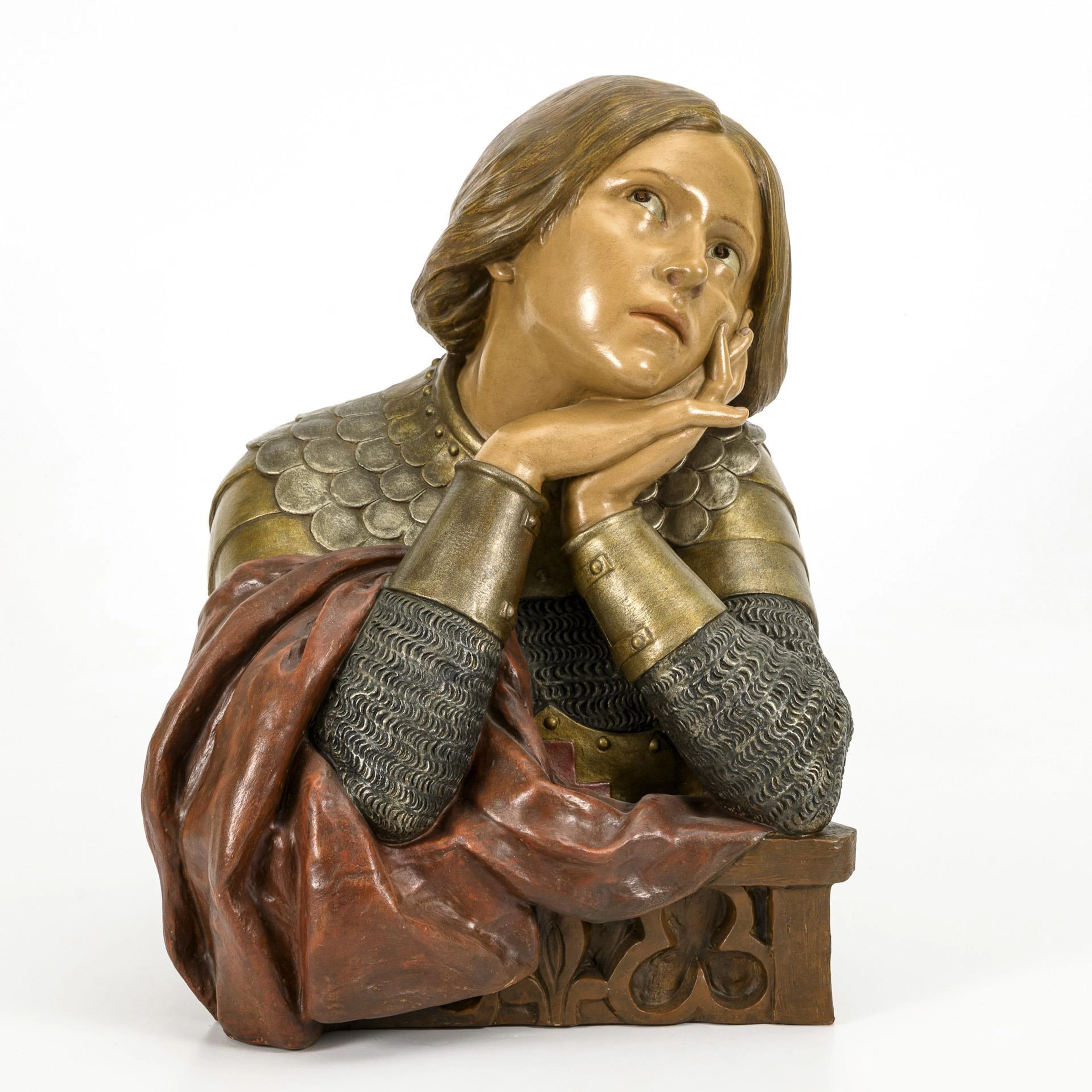Art Nouveau terracotta bust "Jeanne d`Arc". Gustav Adolf Stulz, Strasbourg