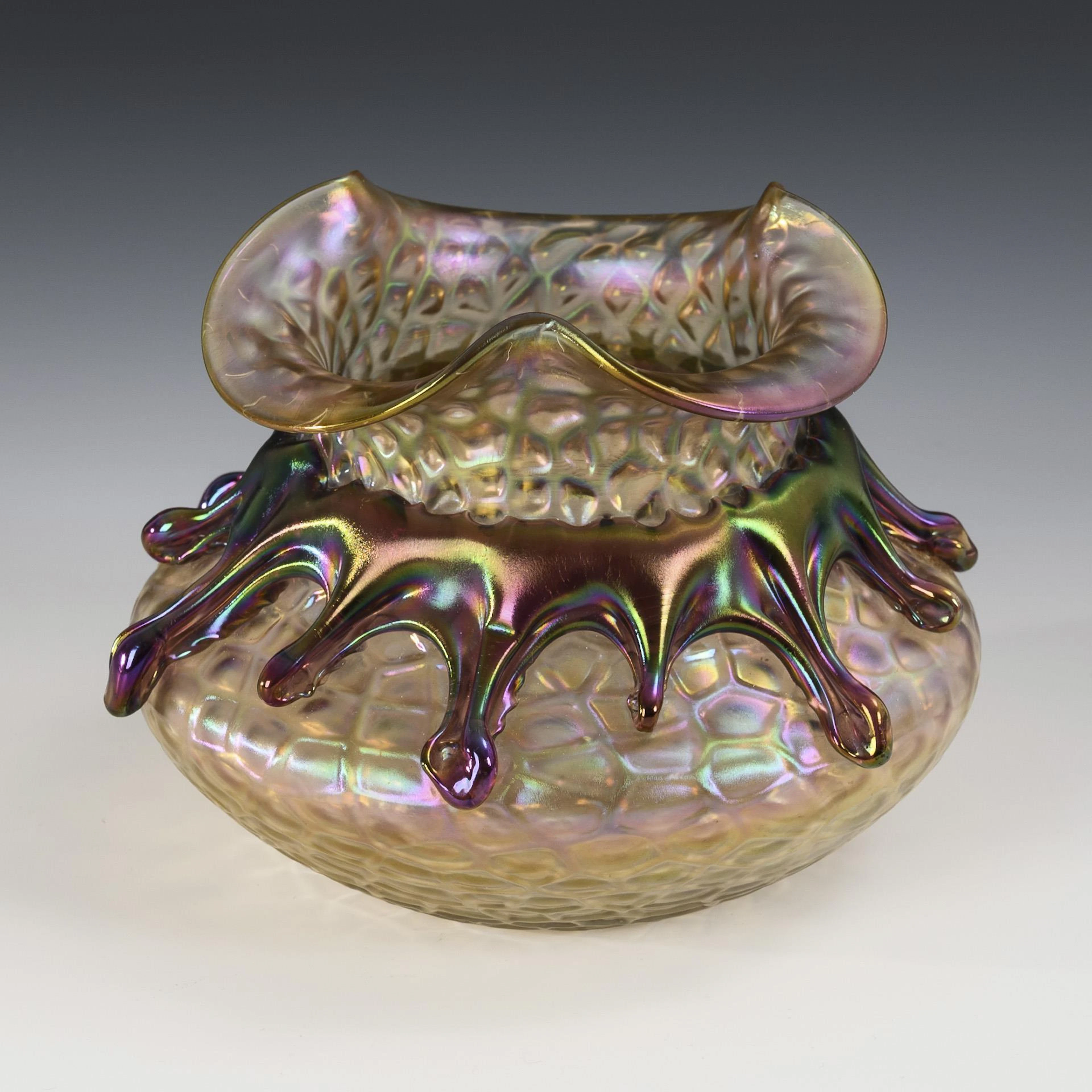Art Nouveau vase with optical martelé decoration. Kralik.