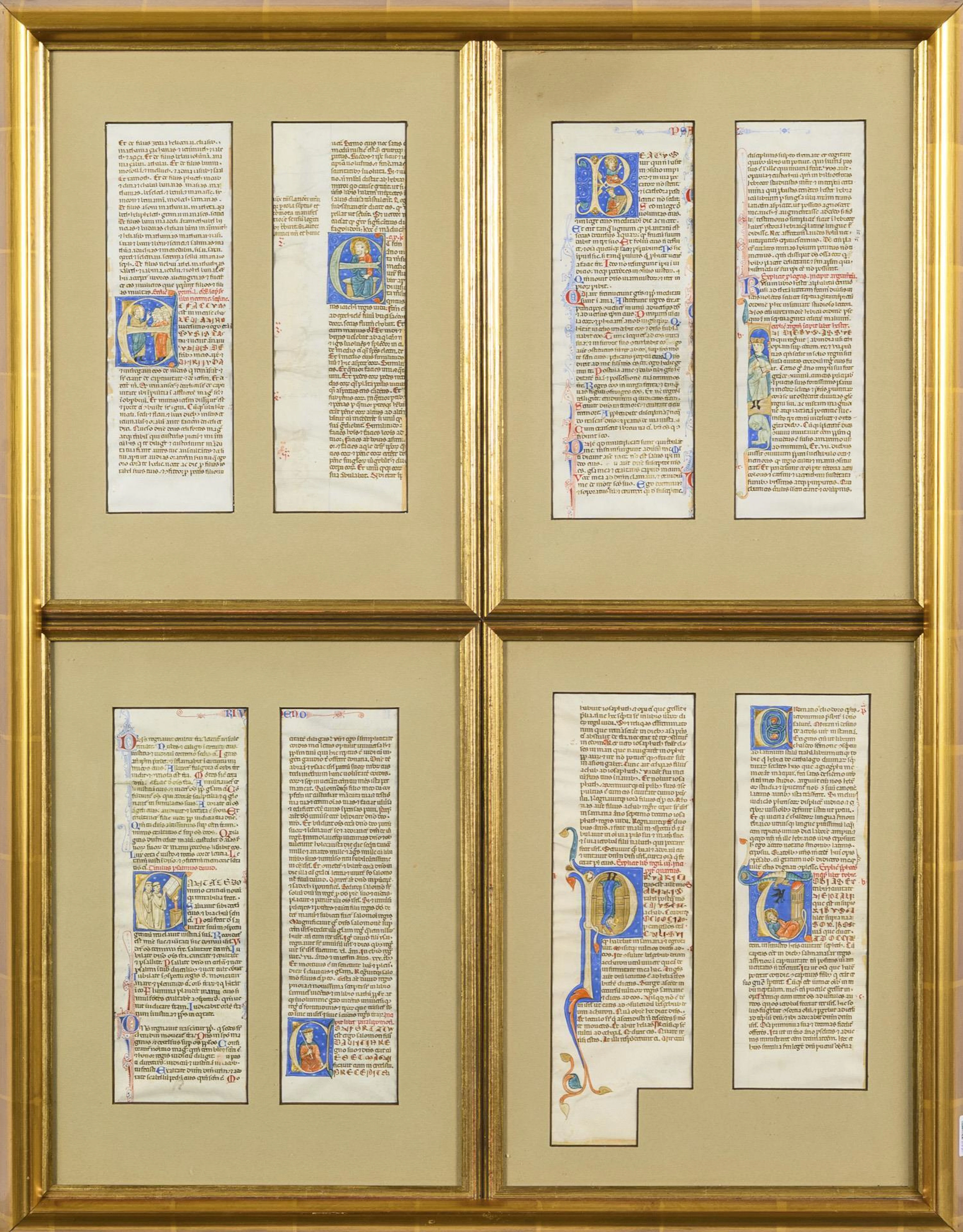 8 leaves of a book of hours in a modern frame
