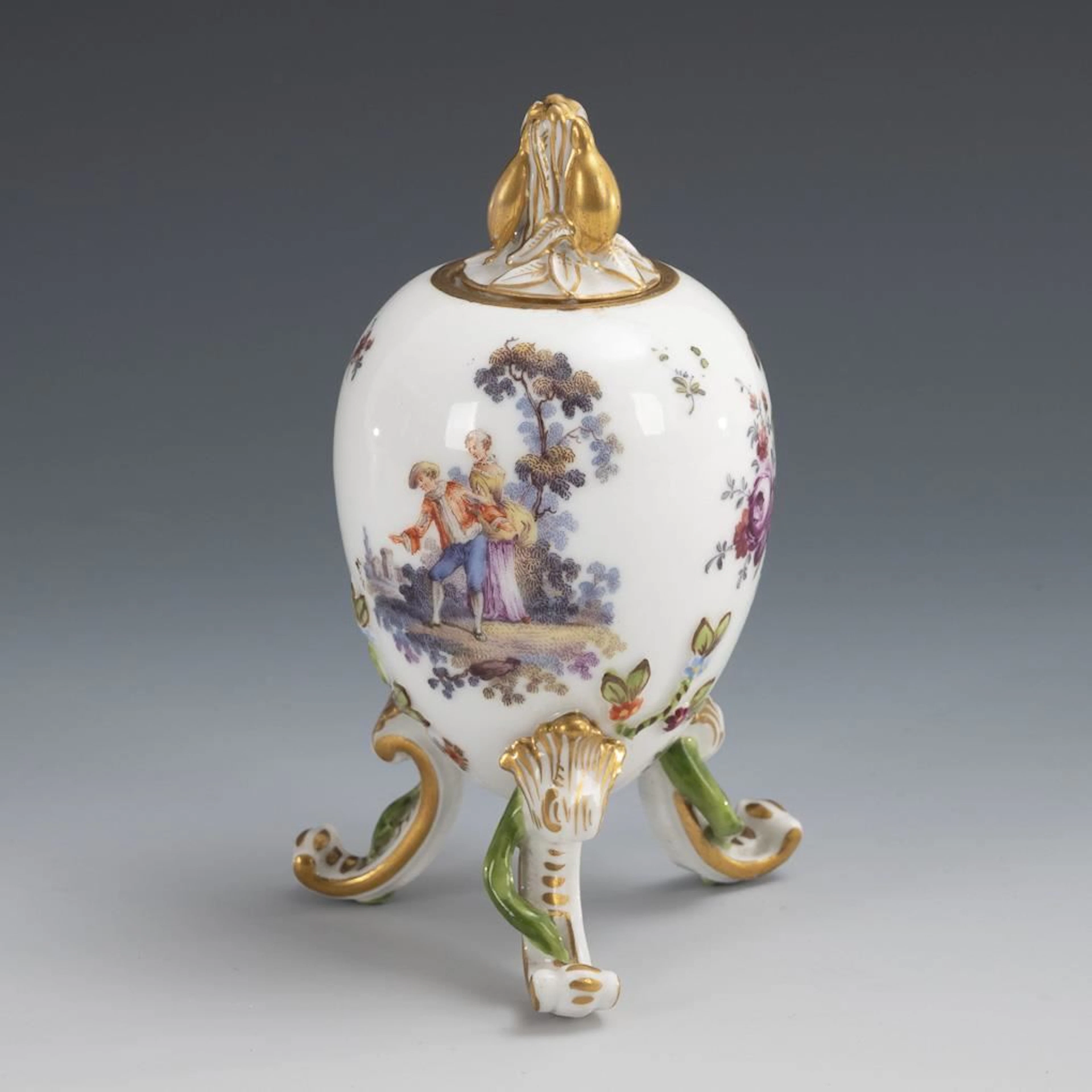 Egg cup with Watteau-style painting. KPM Berlin.