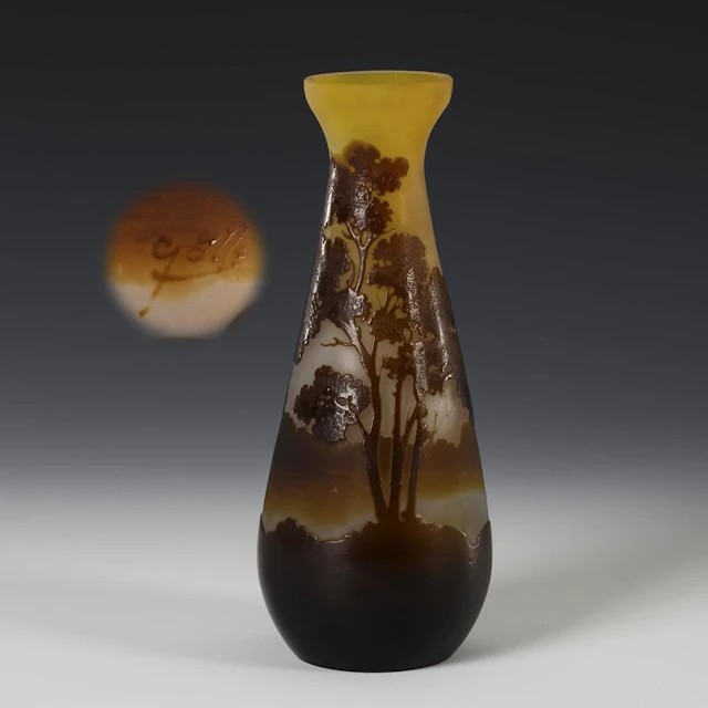 Vase with landscape design. Gallé.