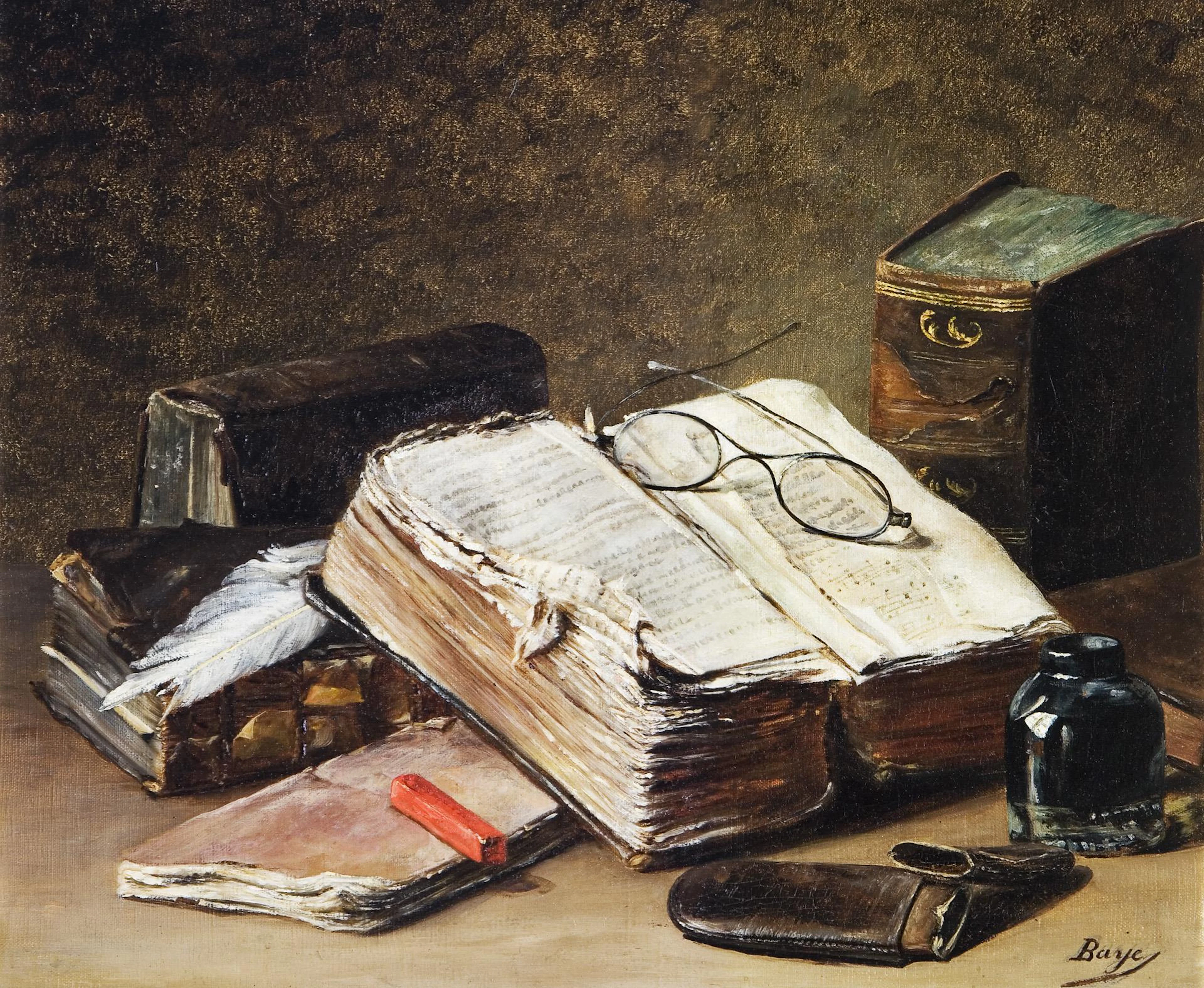 French still life painter 19th century: Book still life