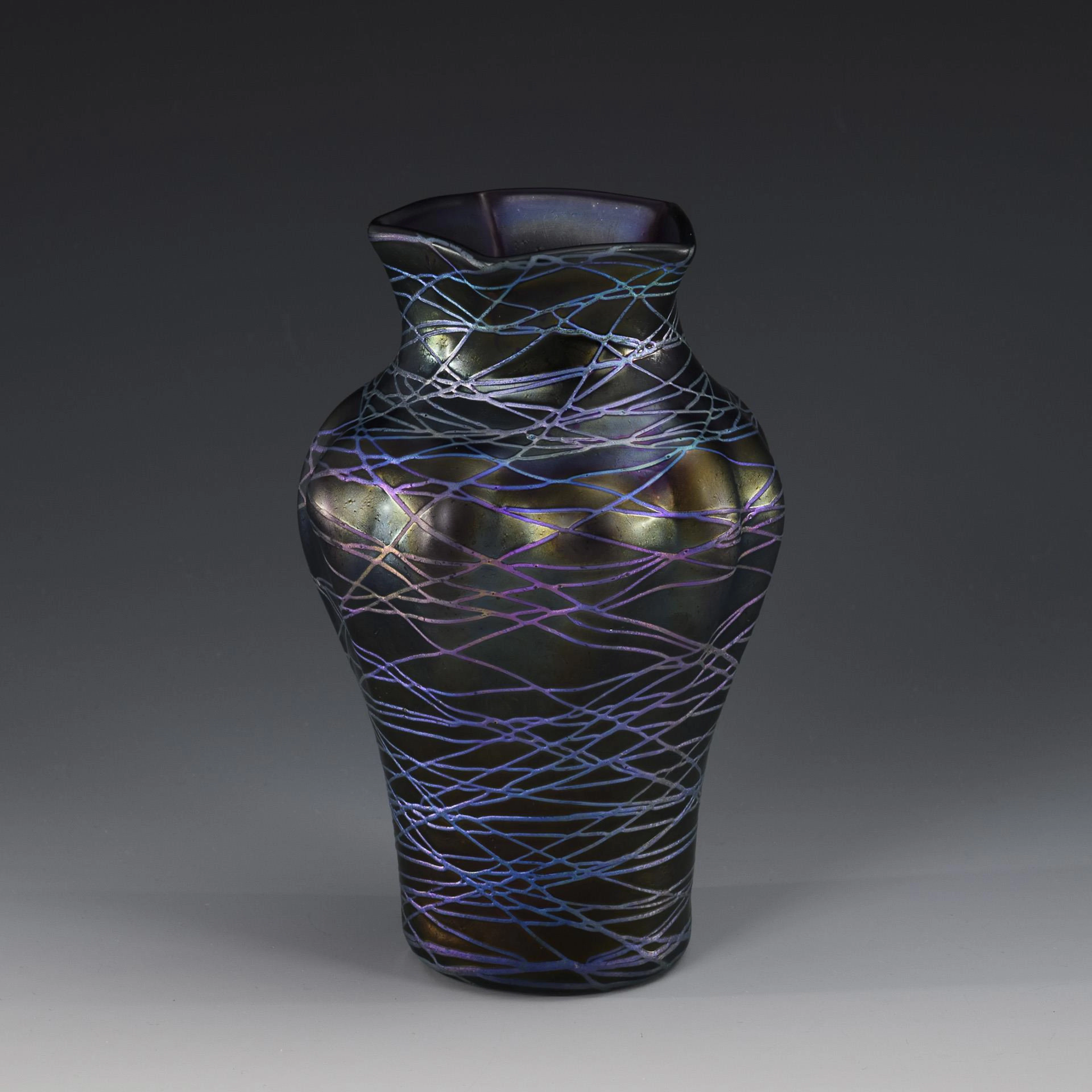 Art Nouveau vase with silver thread. Kralik.