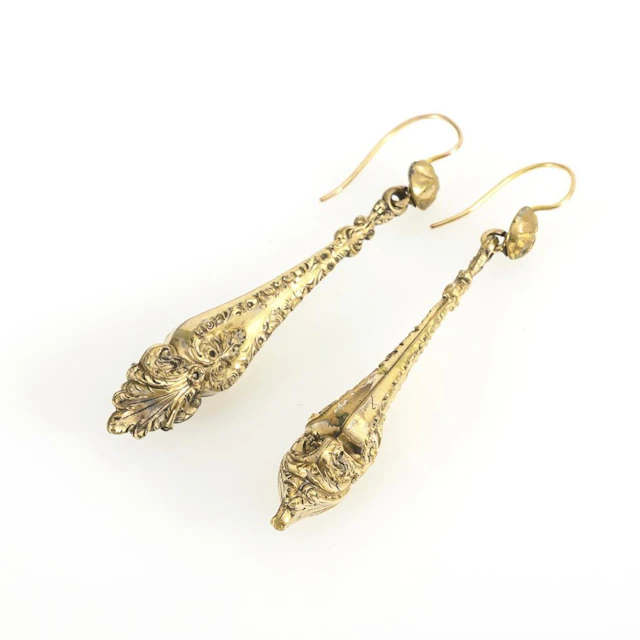 Drop earrings, circa 1870.
