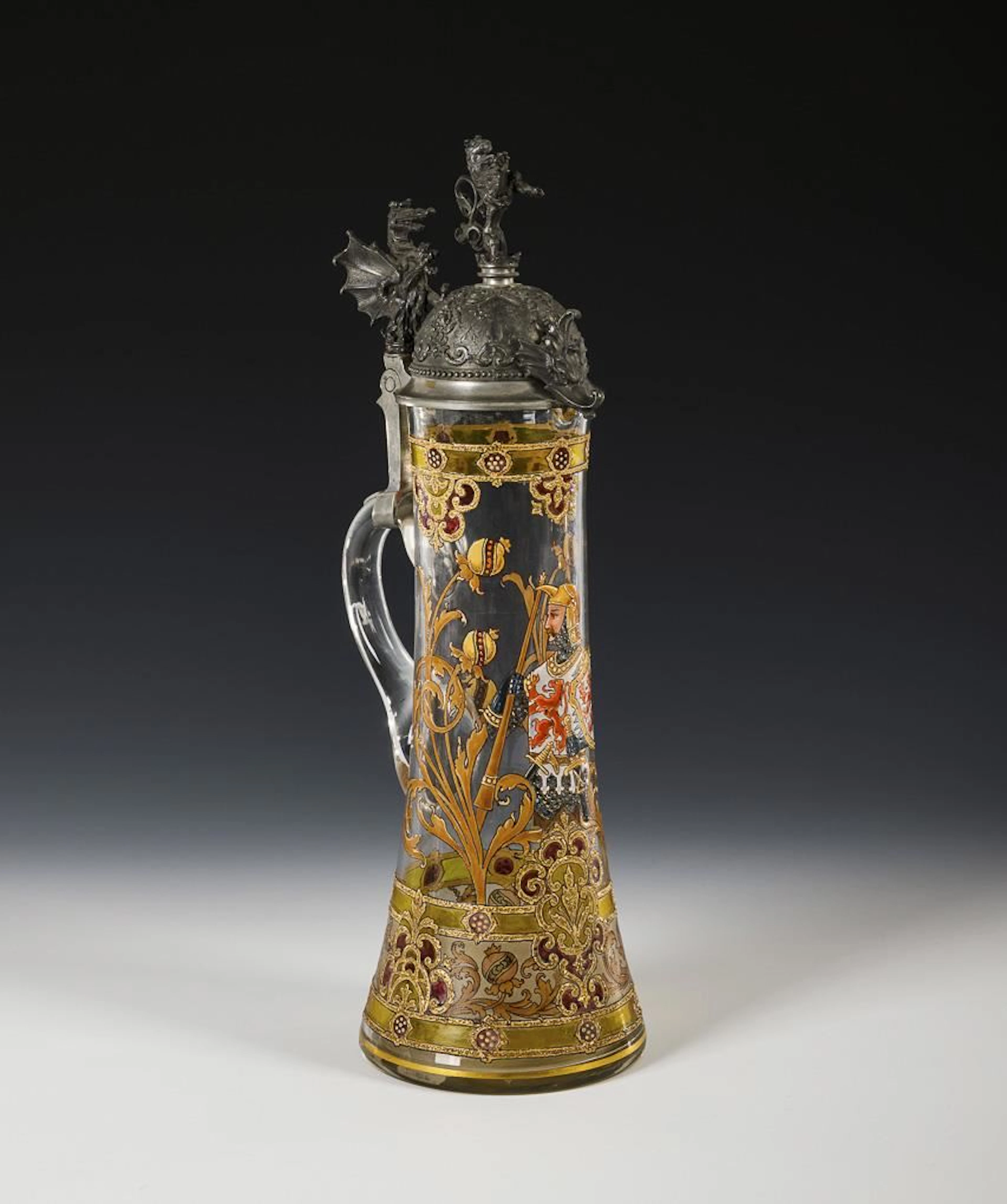 Historicist jug with enamel painting.
