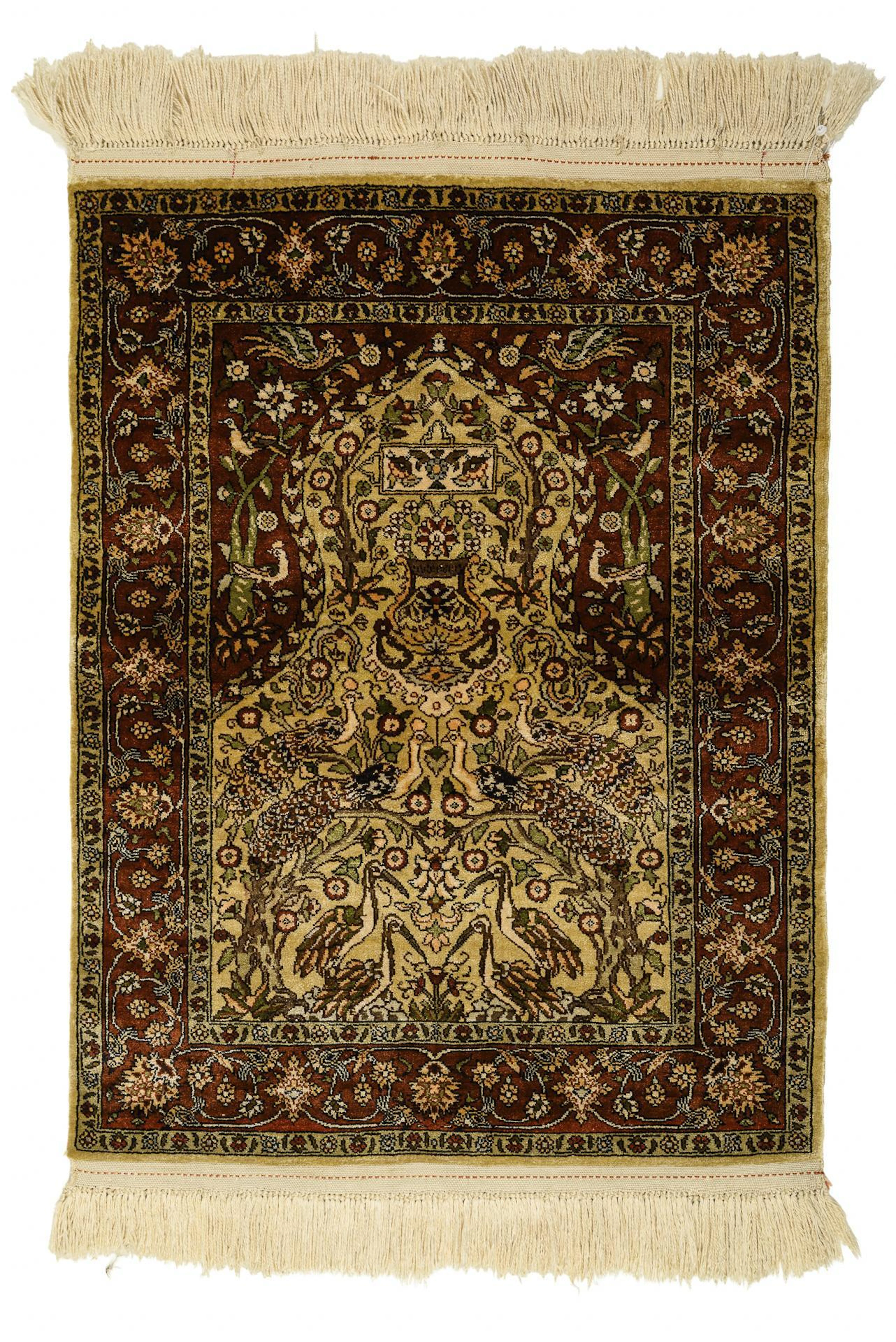 Small silk carpet with animals.