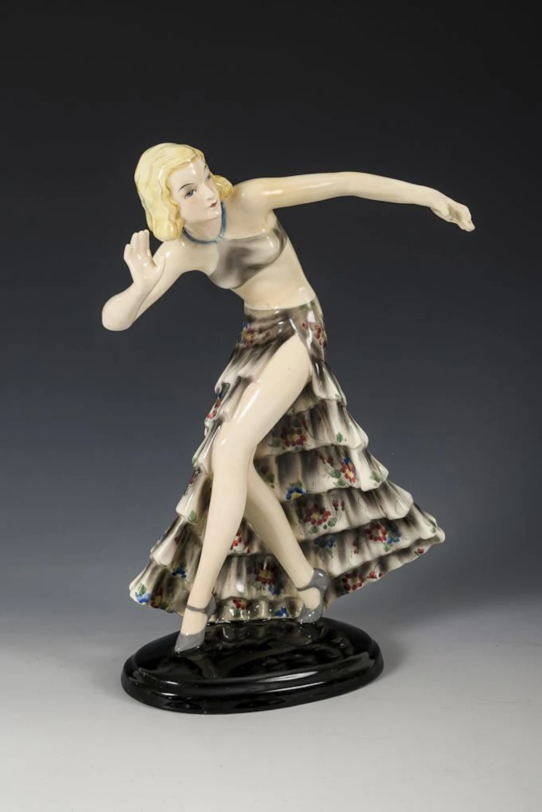 Striding Dancer in a Pose. Vienna-based manufacturer Friedrich Goldscheider.
