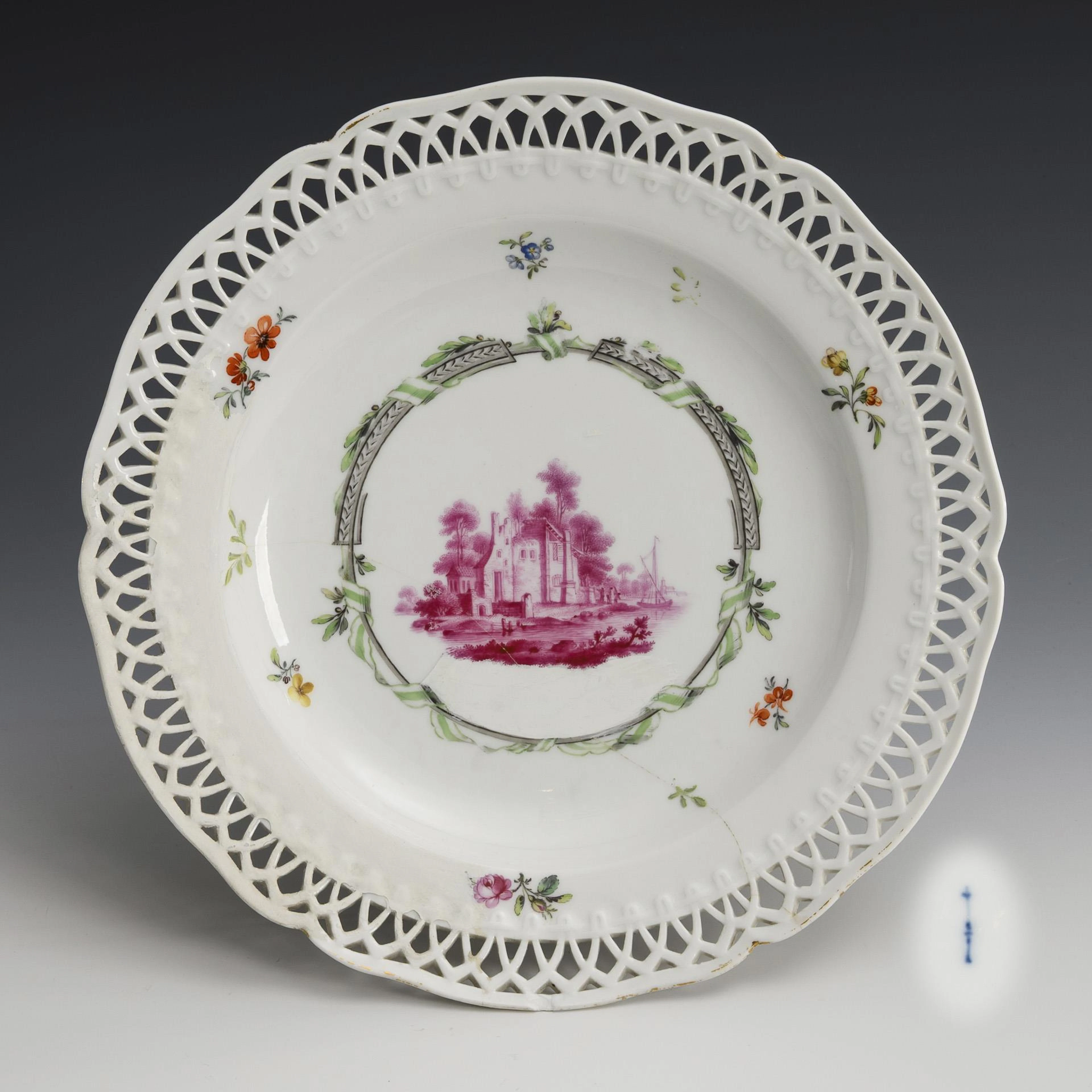 Dessert plate with landscape painting. KPM Berlin.